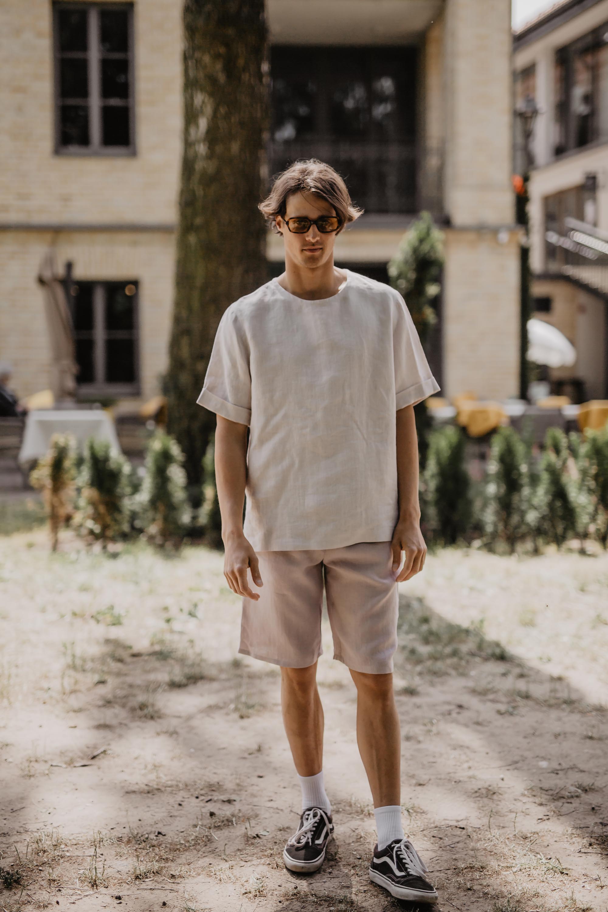 Atlas oversized linen top in Cream