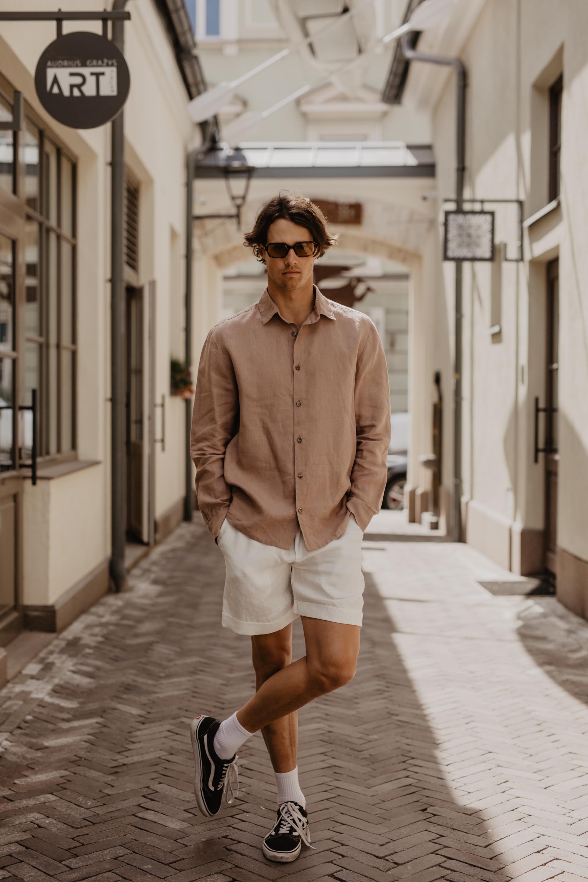 Hector classic linen shirt in Rosy Brown