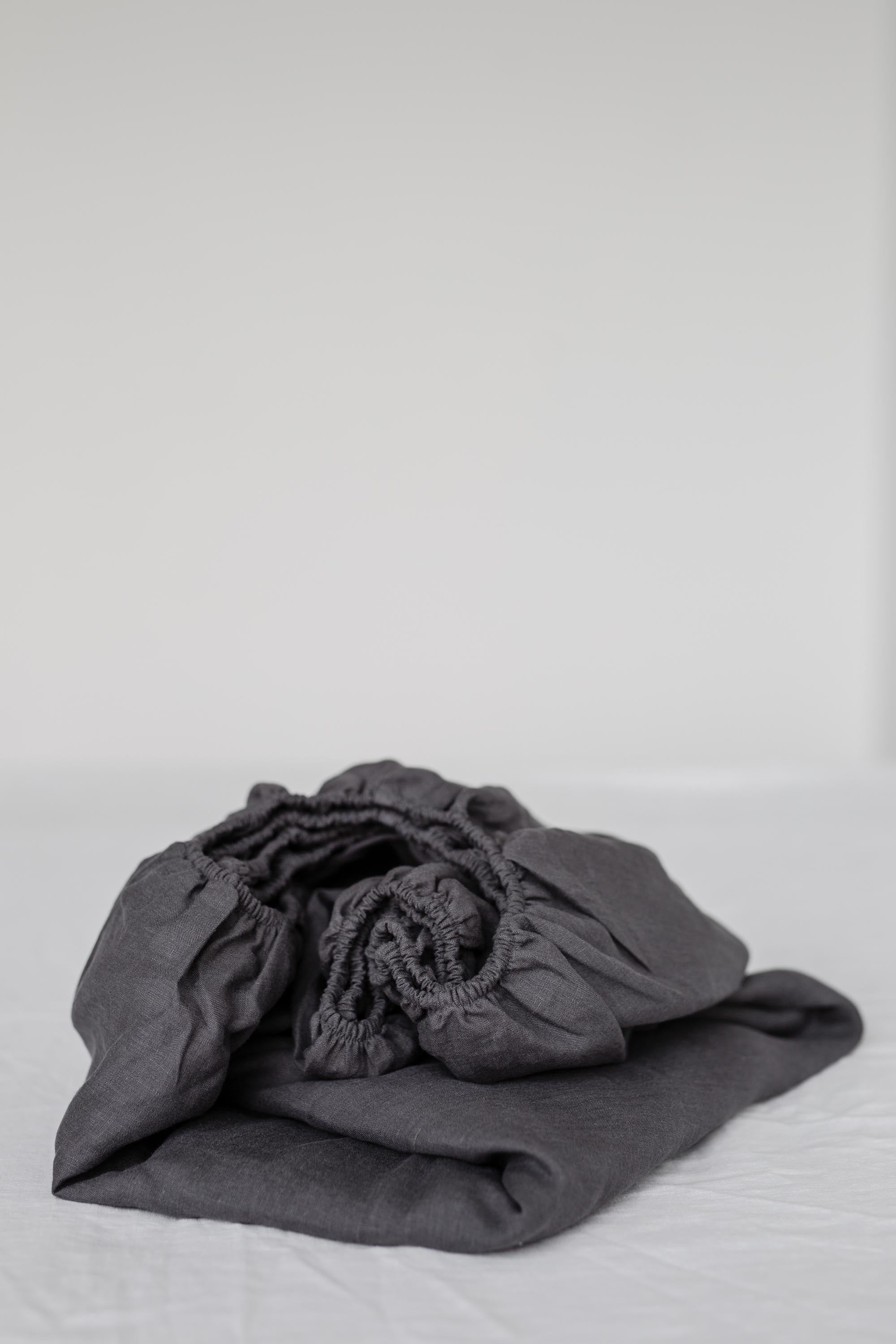 Charcoal Linen Fitted Sheet By AmourLinen