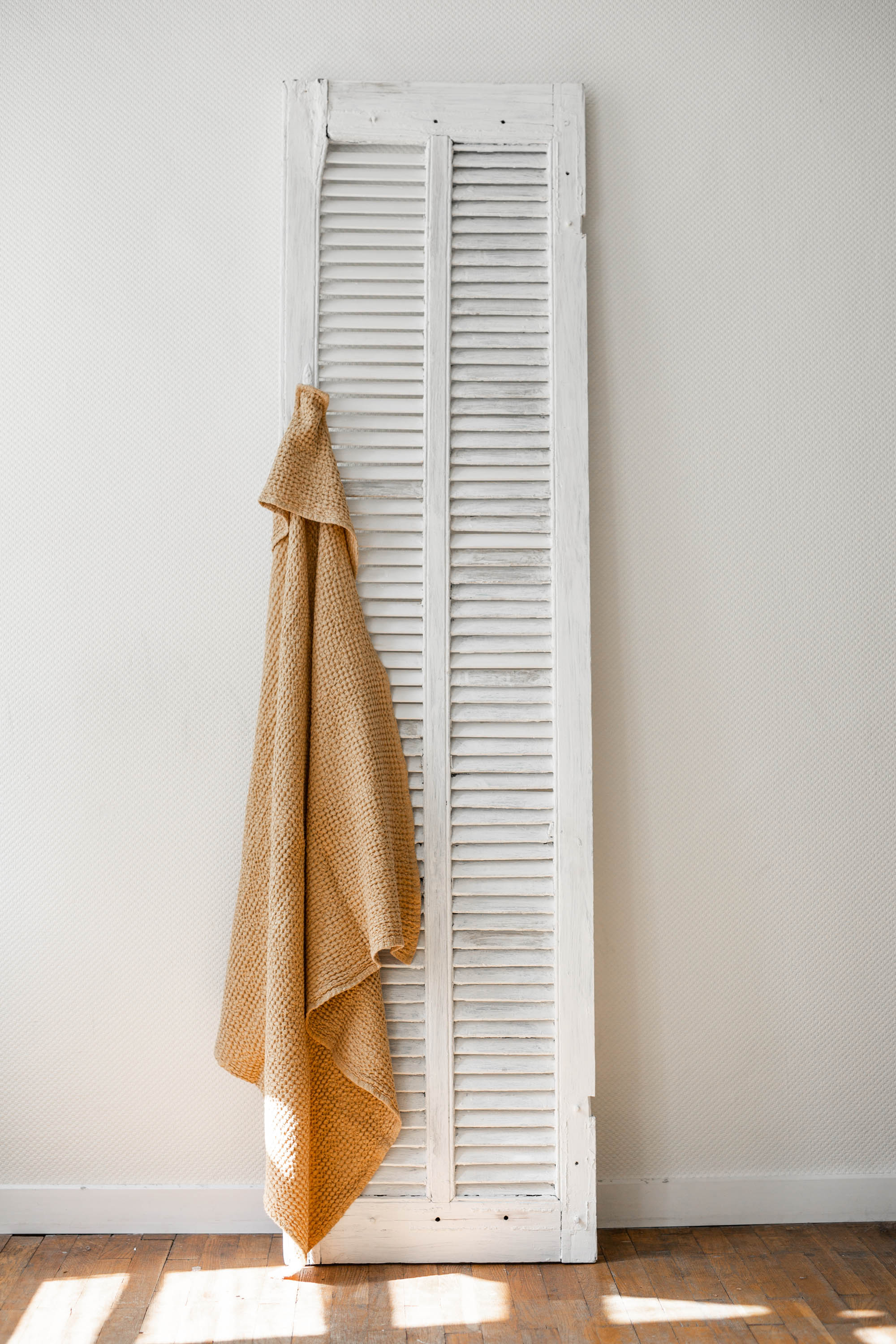 Mustard Color Hooded Baby Linen Towel By AmourLinen