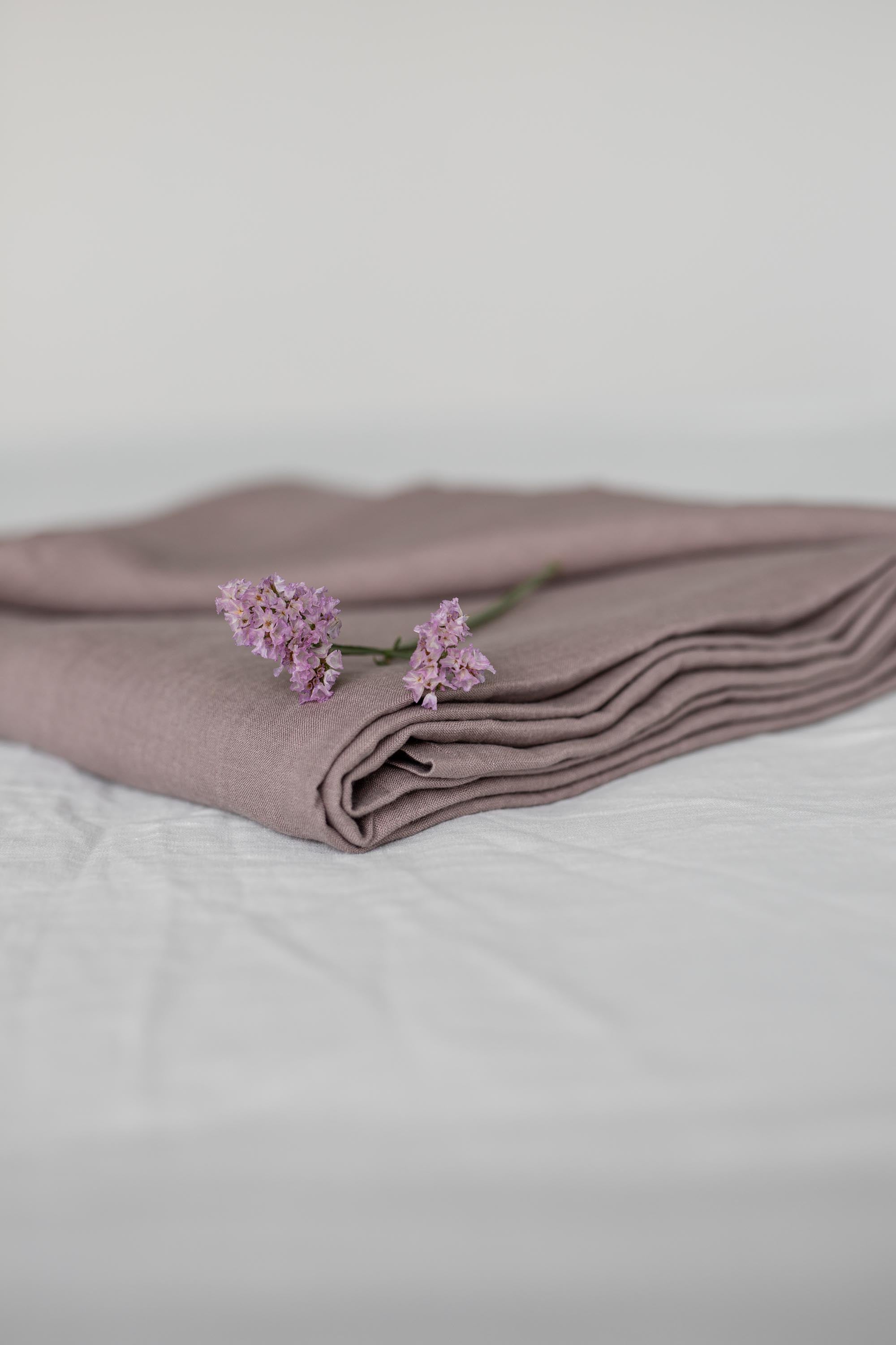 Close Up Of Linen Flat Sheets In Rosy Brown By AmourlInen