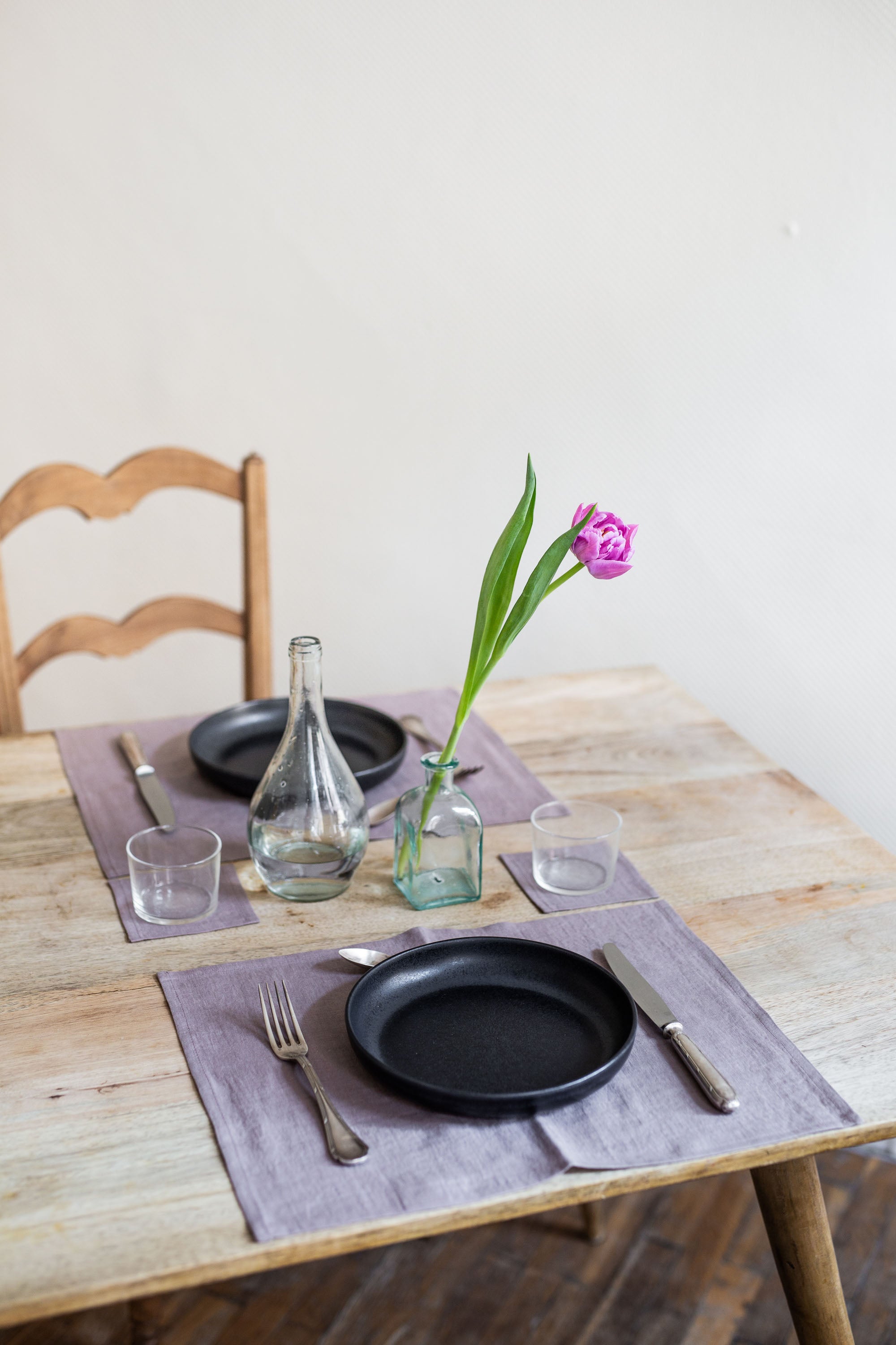 Set Dinner Table With A Rosy Brown Linen Placement By AmourlInen