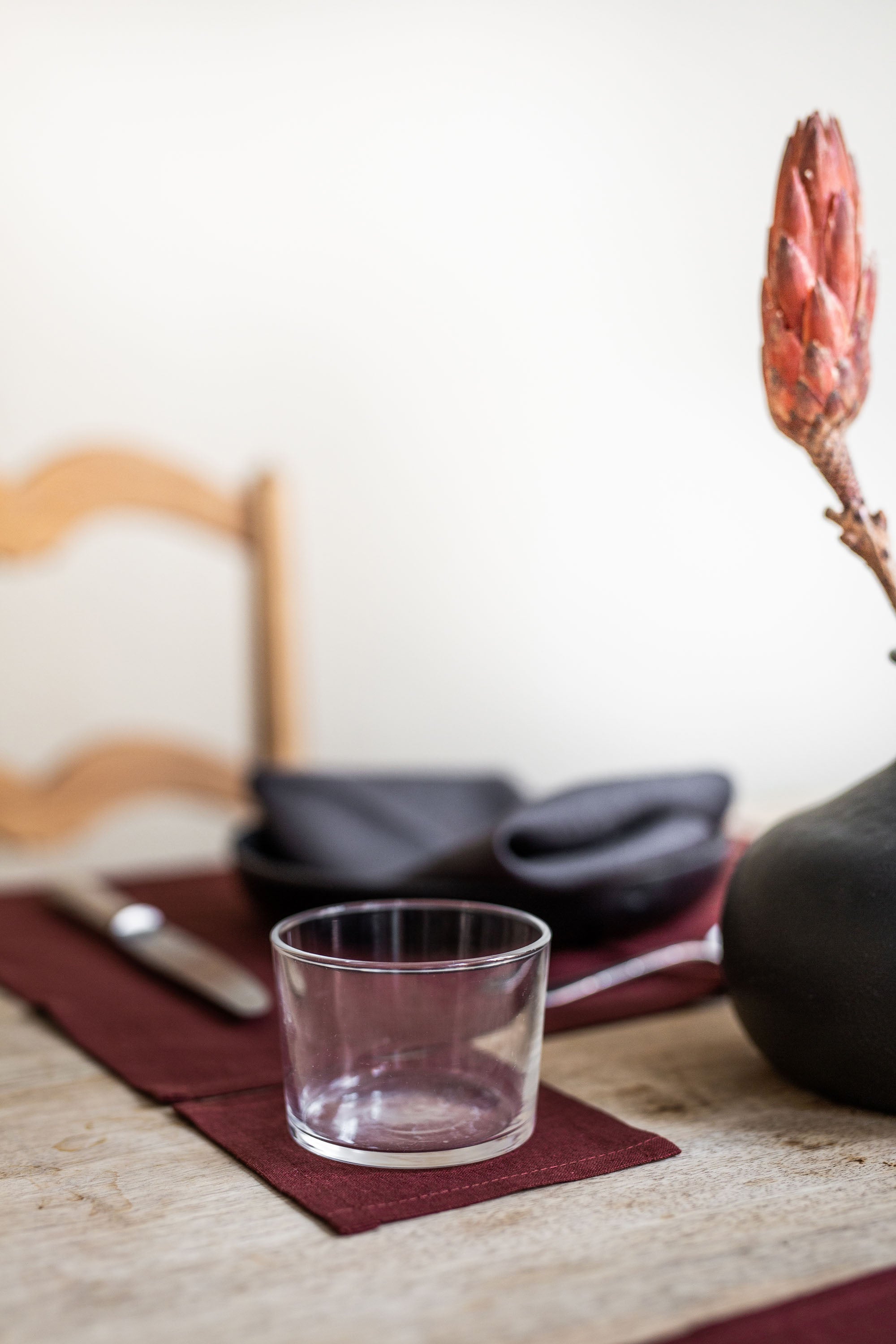 Set Table With A Focus on Terracotta Linen Coaster By AmourlInen