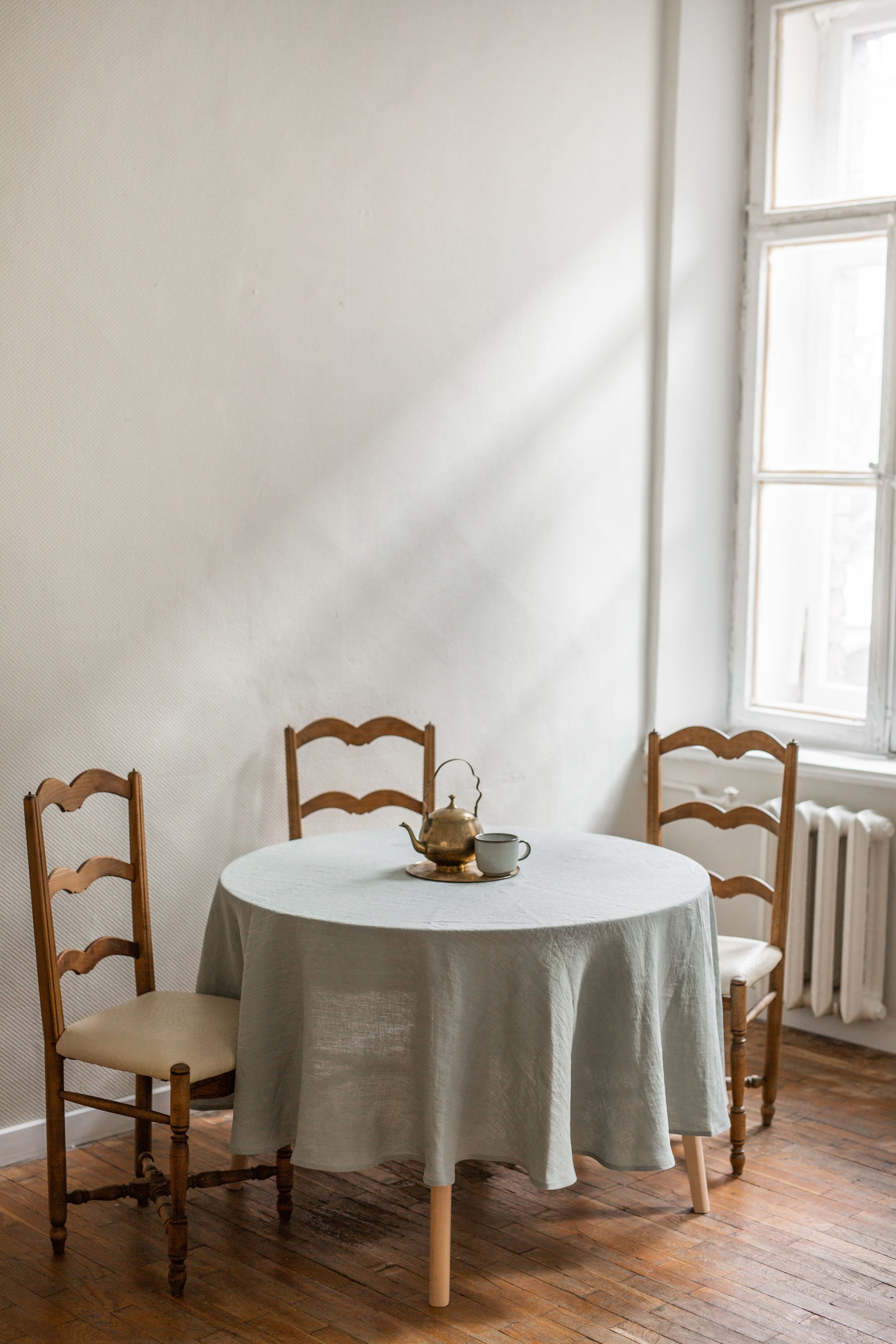 Sage Green Linen Round Tablecloth By AmourlInen