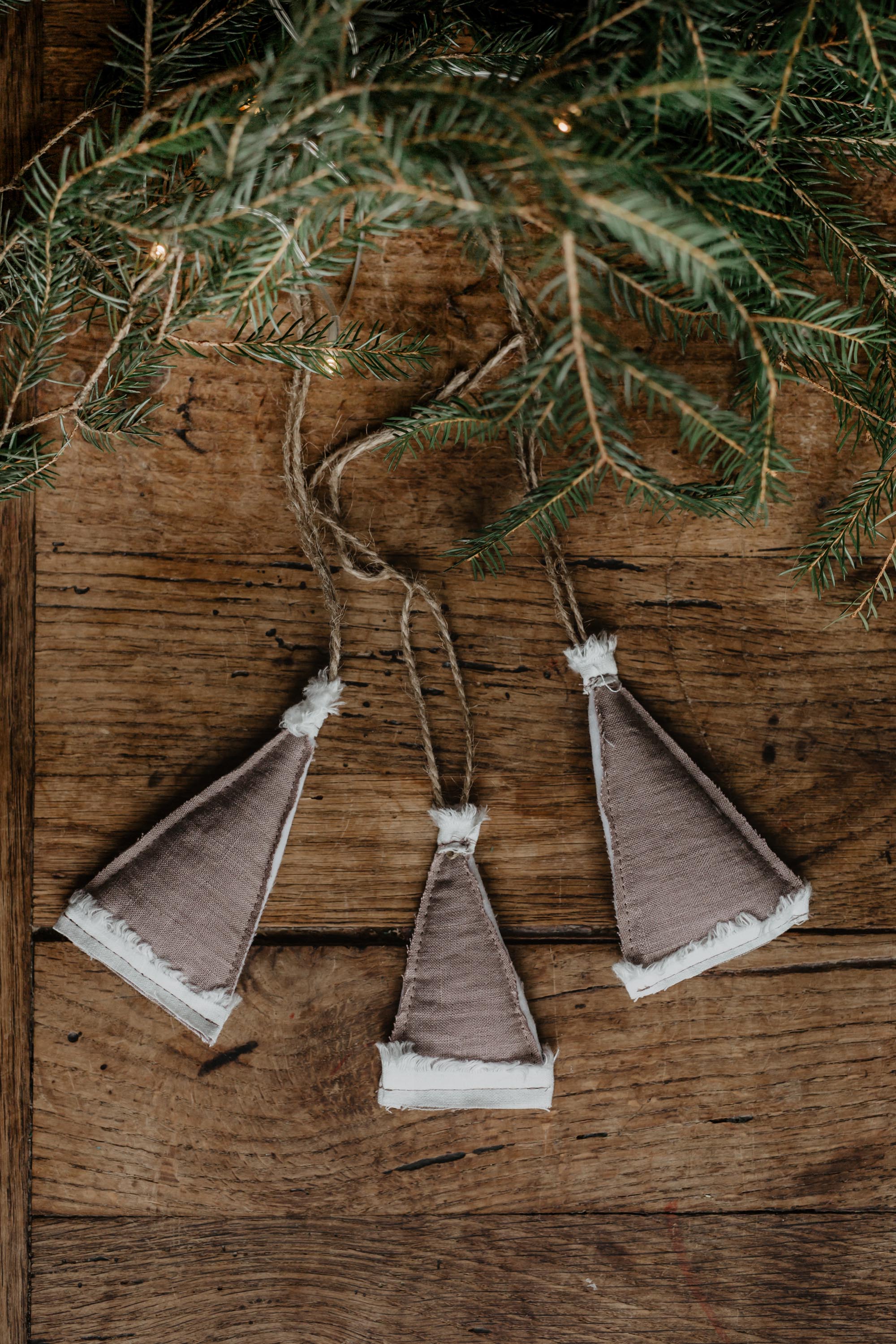 AmourLinen Christmas Christmas tree decorations (set of 3) Linen Christmas stocking | AmourLinen