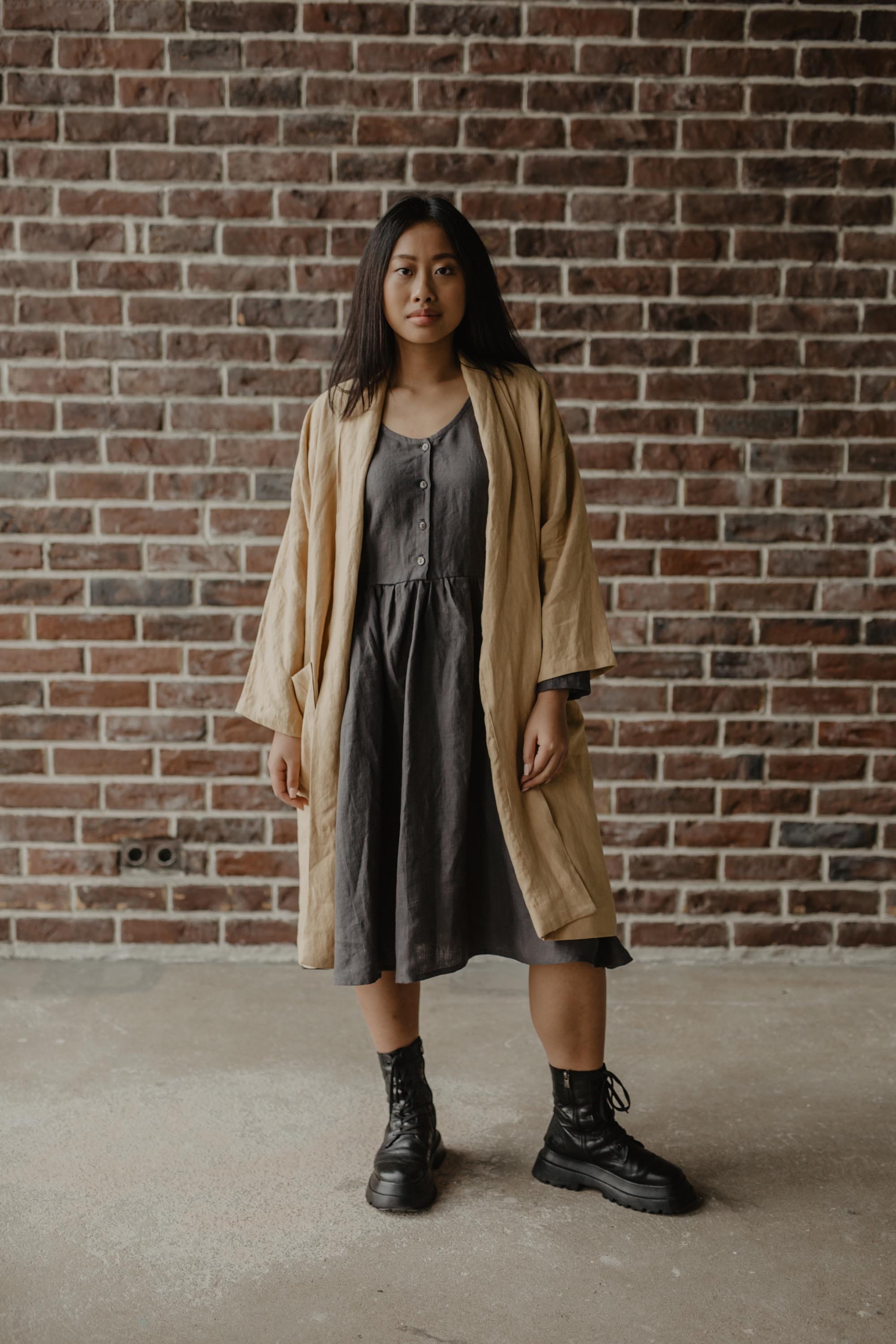 AmourLinen Linen jacket Vilnius mid-length linen coat Linen Mid-Length Coat | AmourLinen | Linen Clothing