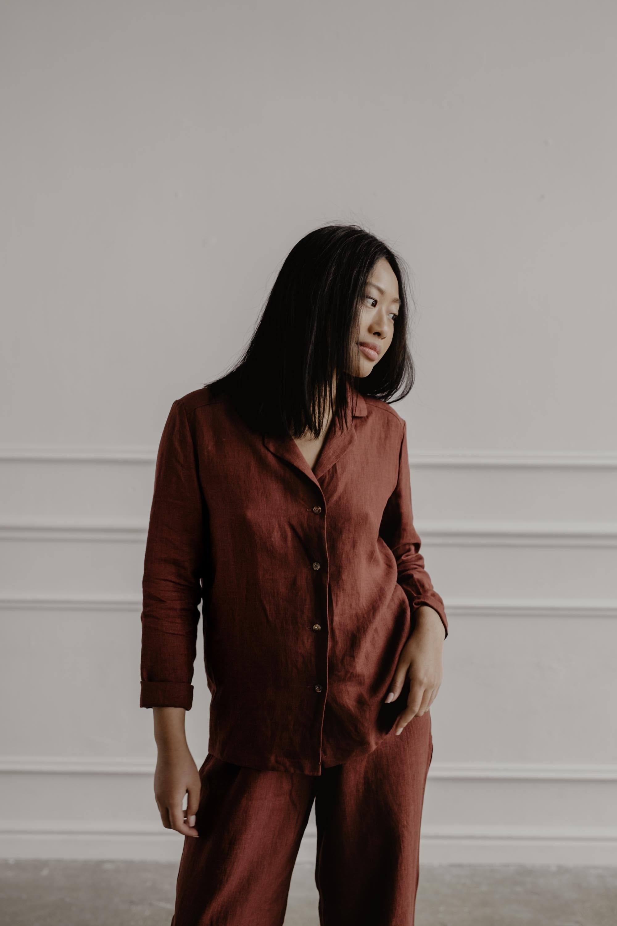 AmourLinen Linen pajama set Long sleeve pajama set Nightly Linen Pajama Set  | AmourLinen | Linen Loungewear