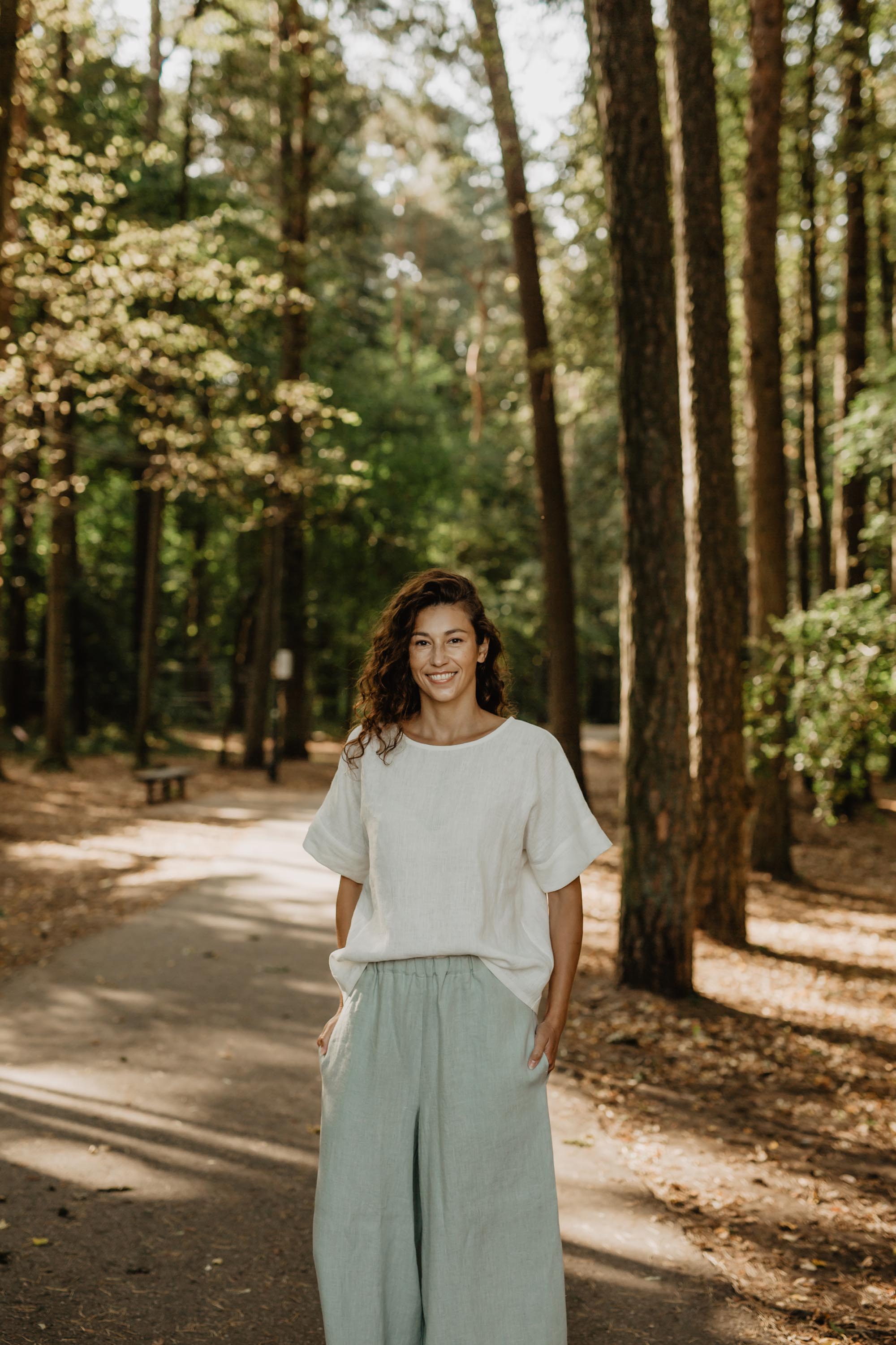 Linen top Porto XS/S White (washed)
