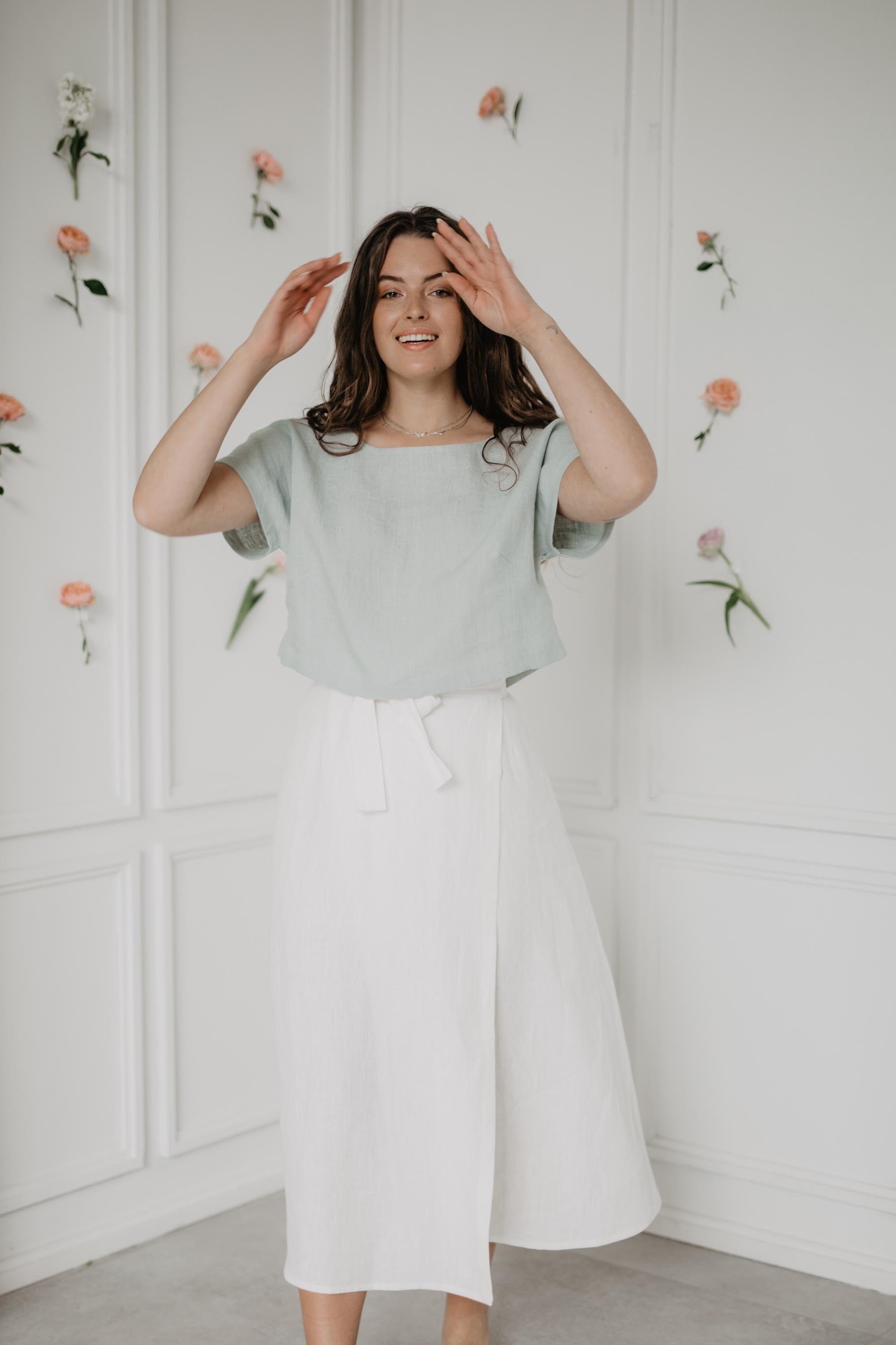AmourLinen Linen top Linen crop top with buttons LISA Linen crop top LISA | AmourLinen | Linen Clothing