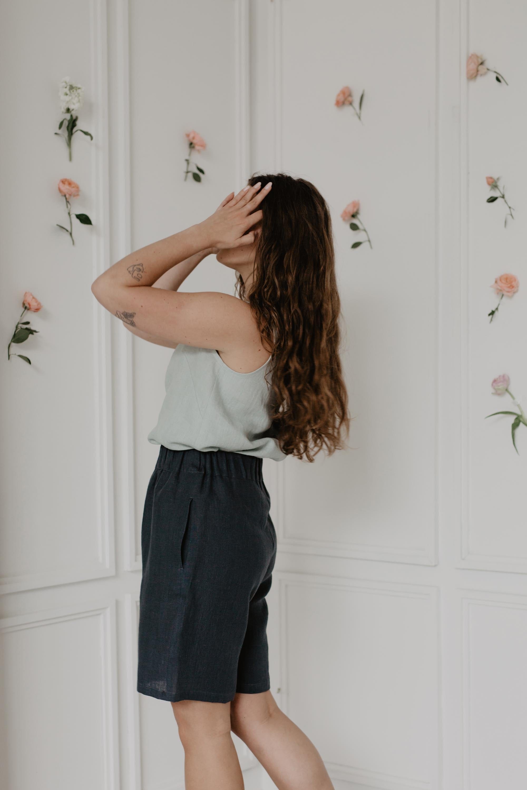 AmourLinen Linen bottom Long linen shorts MATILDA Long linen shorts MATILDA | AmourLinen | Linen Clothing