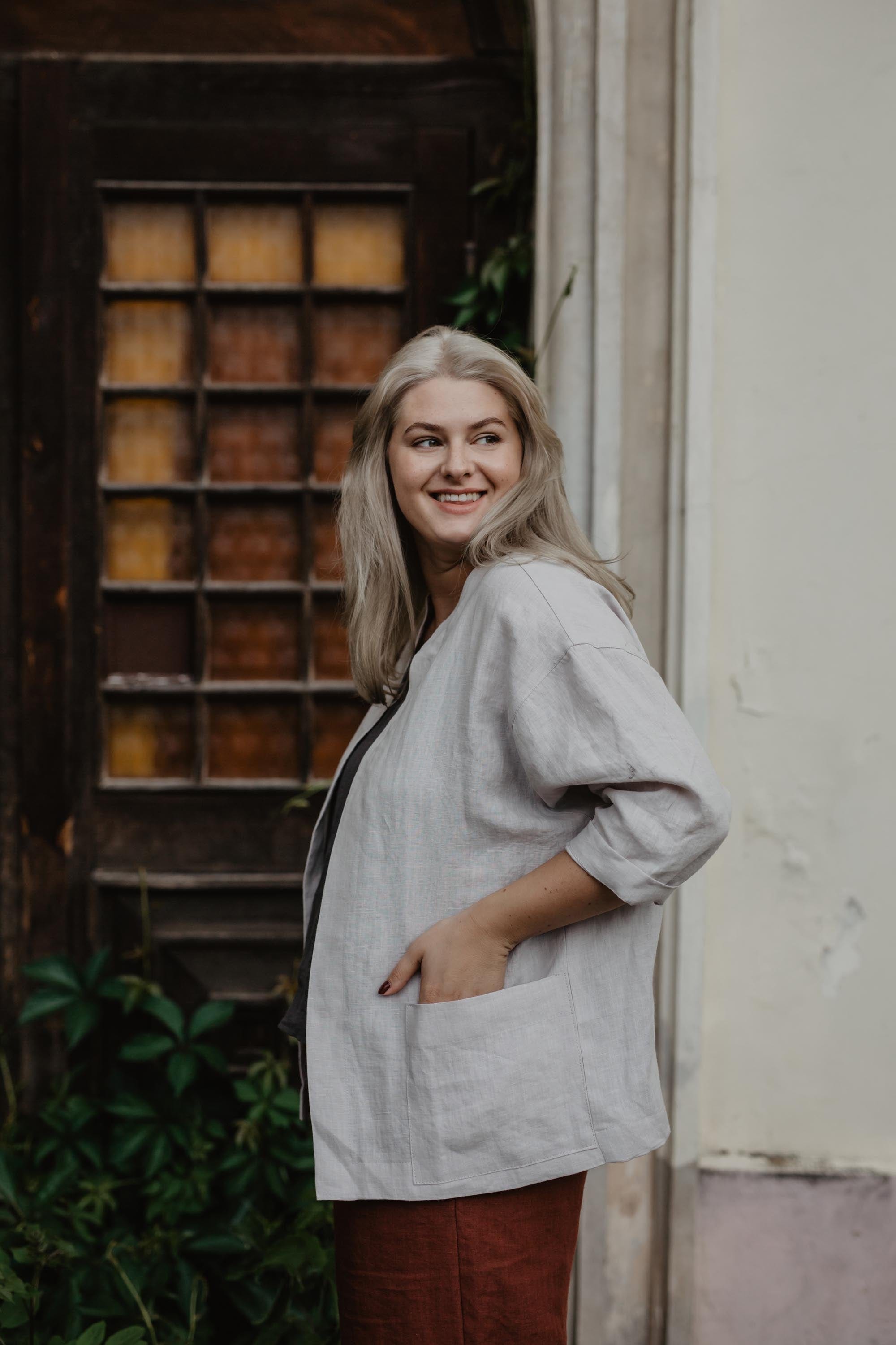 AmourLinen Linen tops Linen oversized jacket Kyiv Linen Oversized Jacket | AmourLinen | Women Linen Jacket