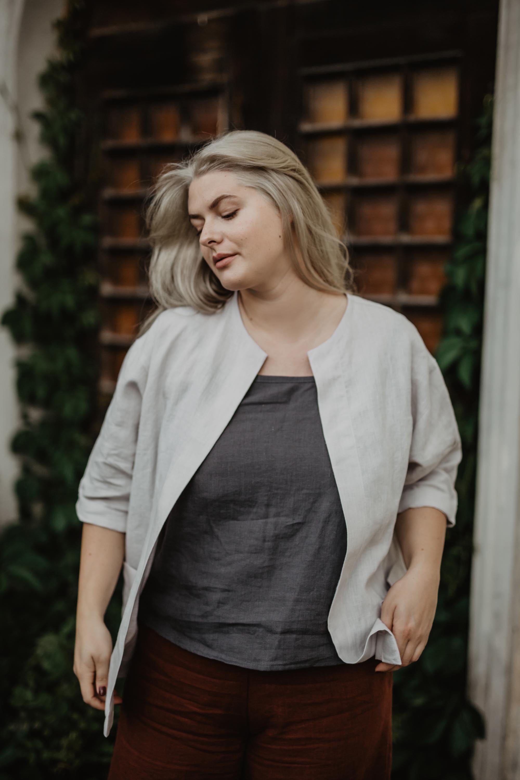AmourLinen Linen tops Linen oversized jacket Kyiv Linen Oversized Jacket | AmourLinen | Women Linen Jacket