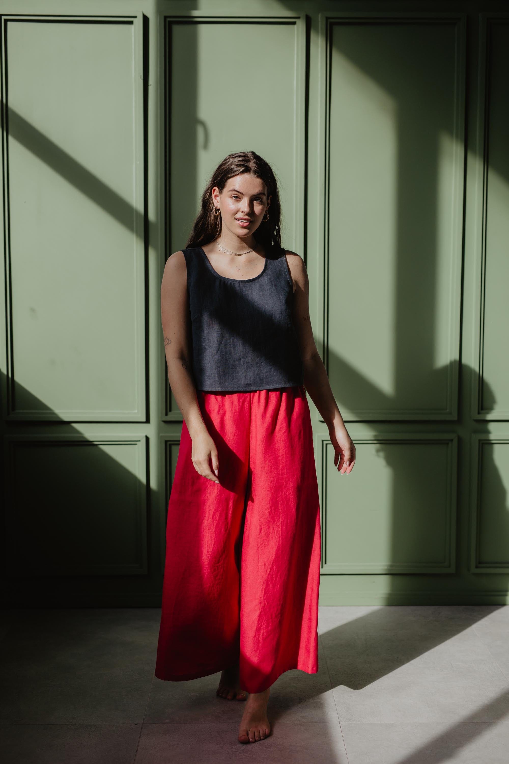 AmourLinen Linen bottom Wide linen pants ISABELLA ISABELLA wide linen pants | AmourLinen | Linen Clothing