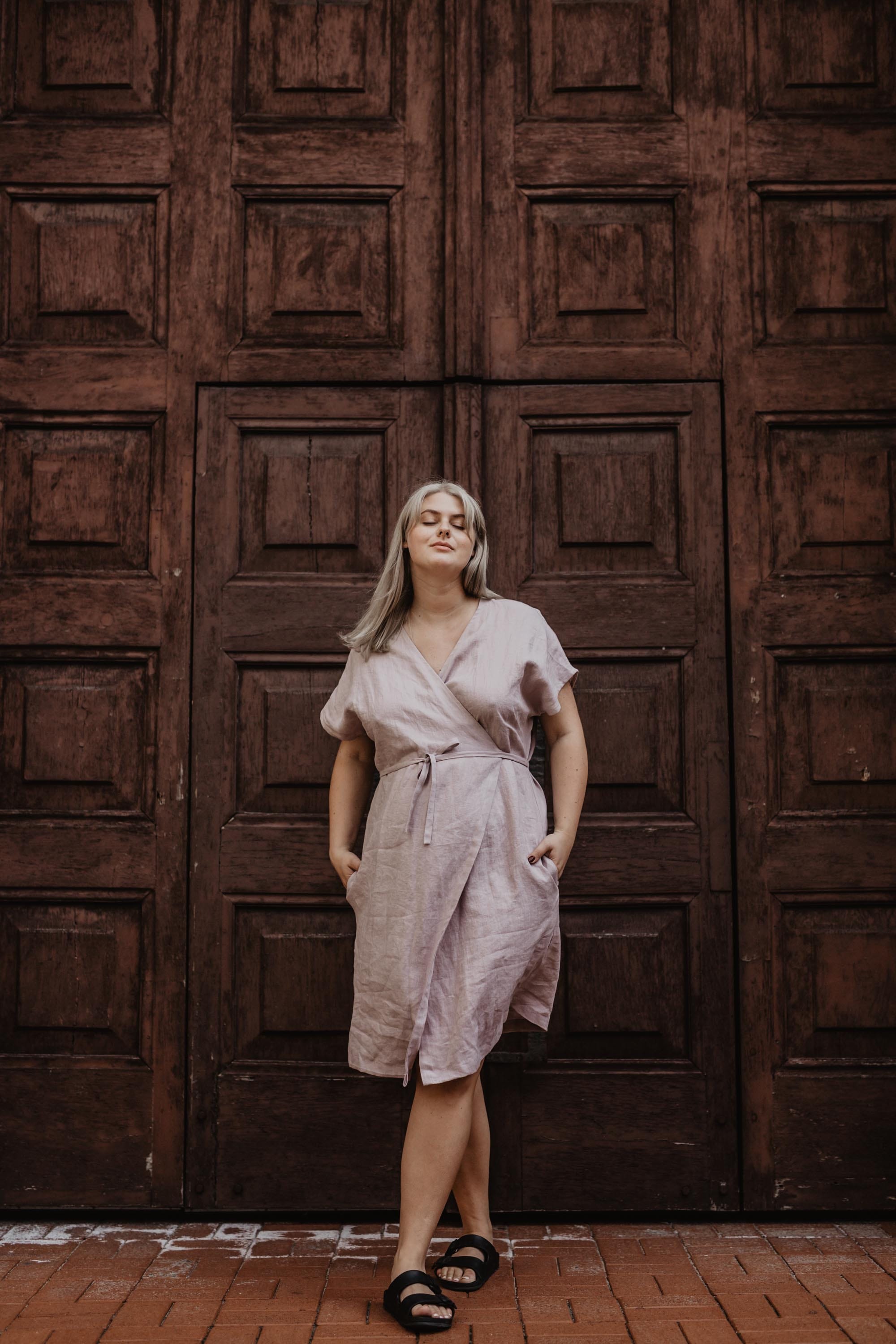 AmourLinen Linen dress Linen wrap dress Rome Linen Wrap Dress  | AmourLinen | Maternity Linen Dress
