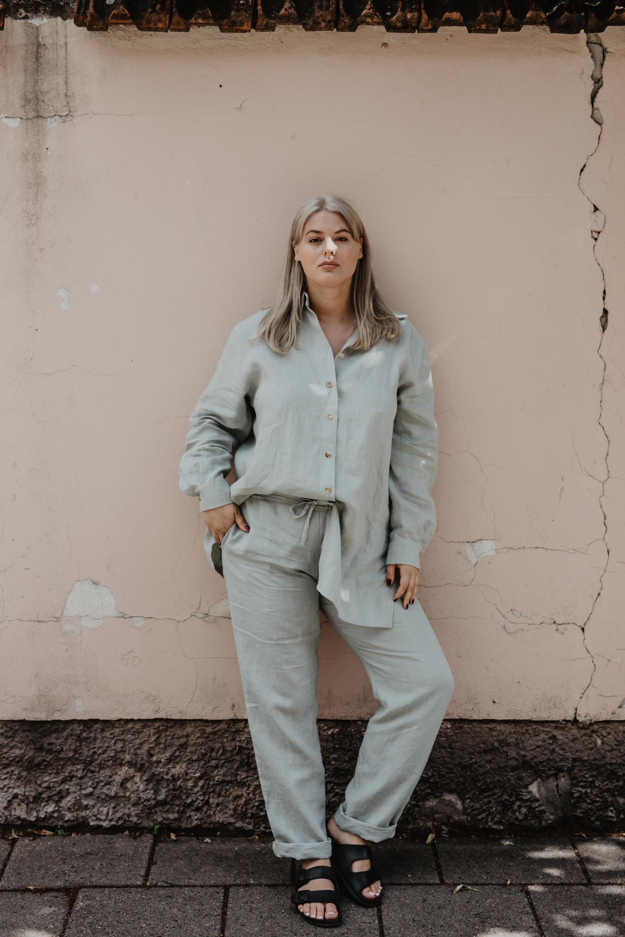 AmourLinen Linen tops Linen suit set Sahara Linen Shirt Women | AmourLinen | Linen Oversized Shirt With Buttons