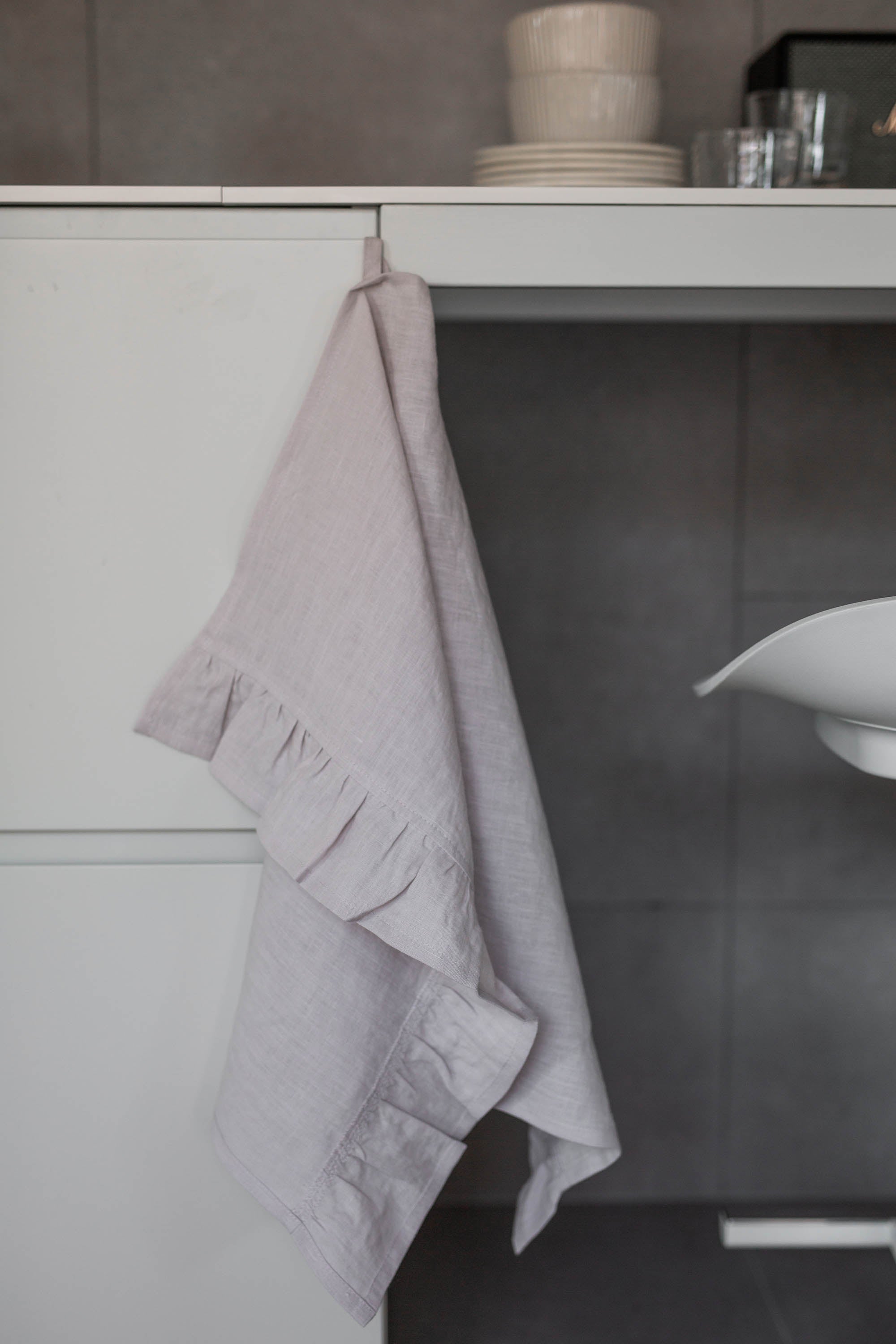 Ruffled Linen Hand Towel