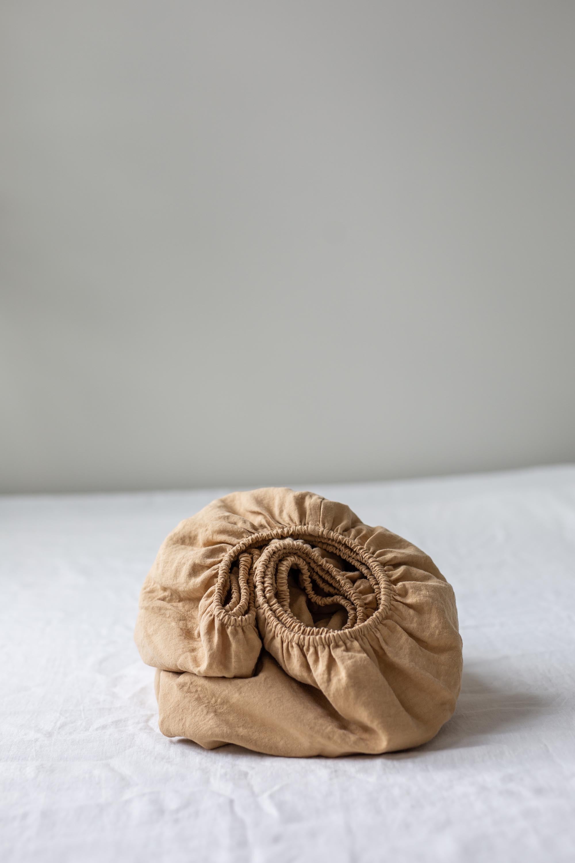 Linen Fitted Sheets In Mustard By AmourlInen