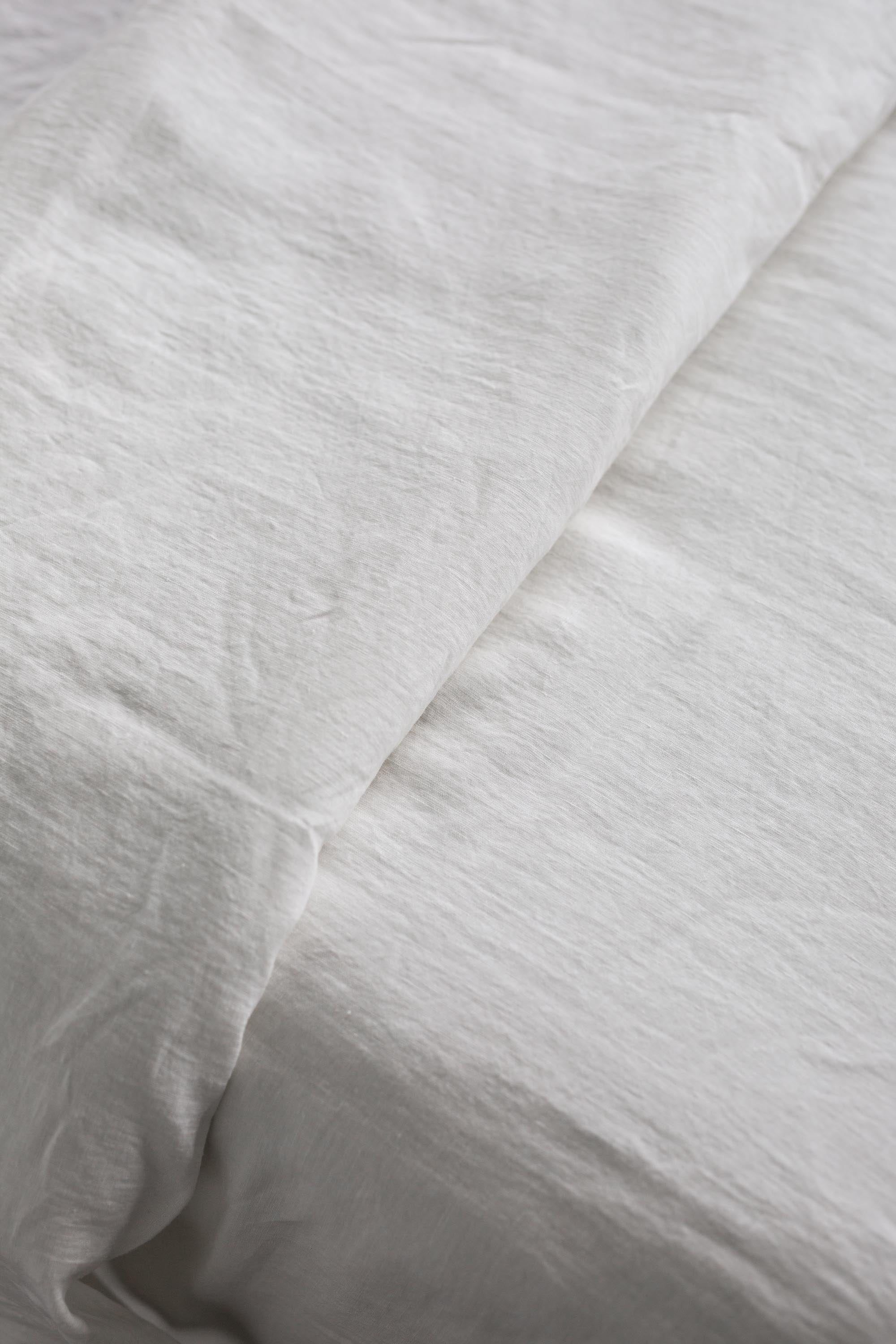 Close Up of White Linen Duvet Cover By AmourlInen