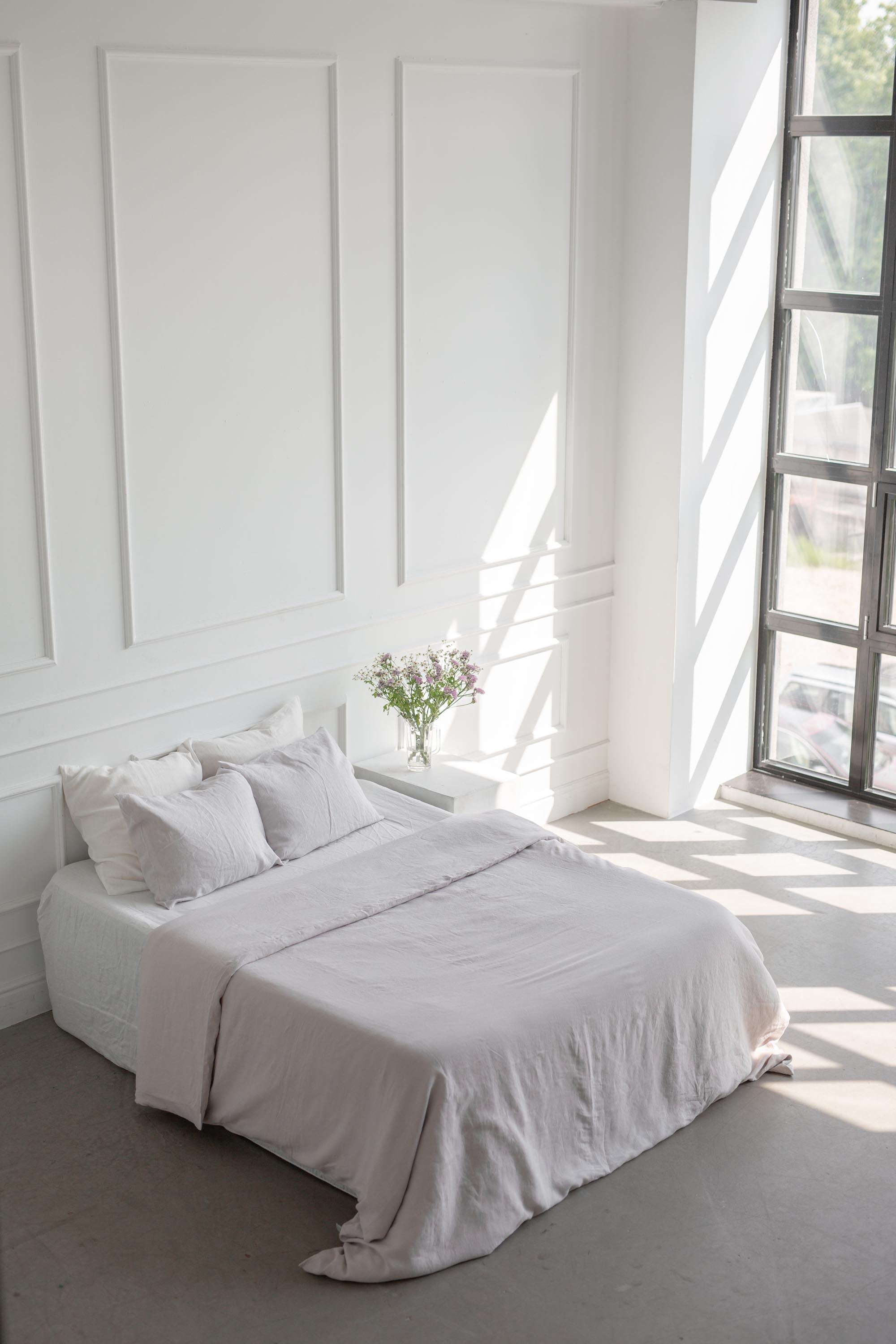Bed With Cream Linen Duvet Cover By AmourlInen