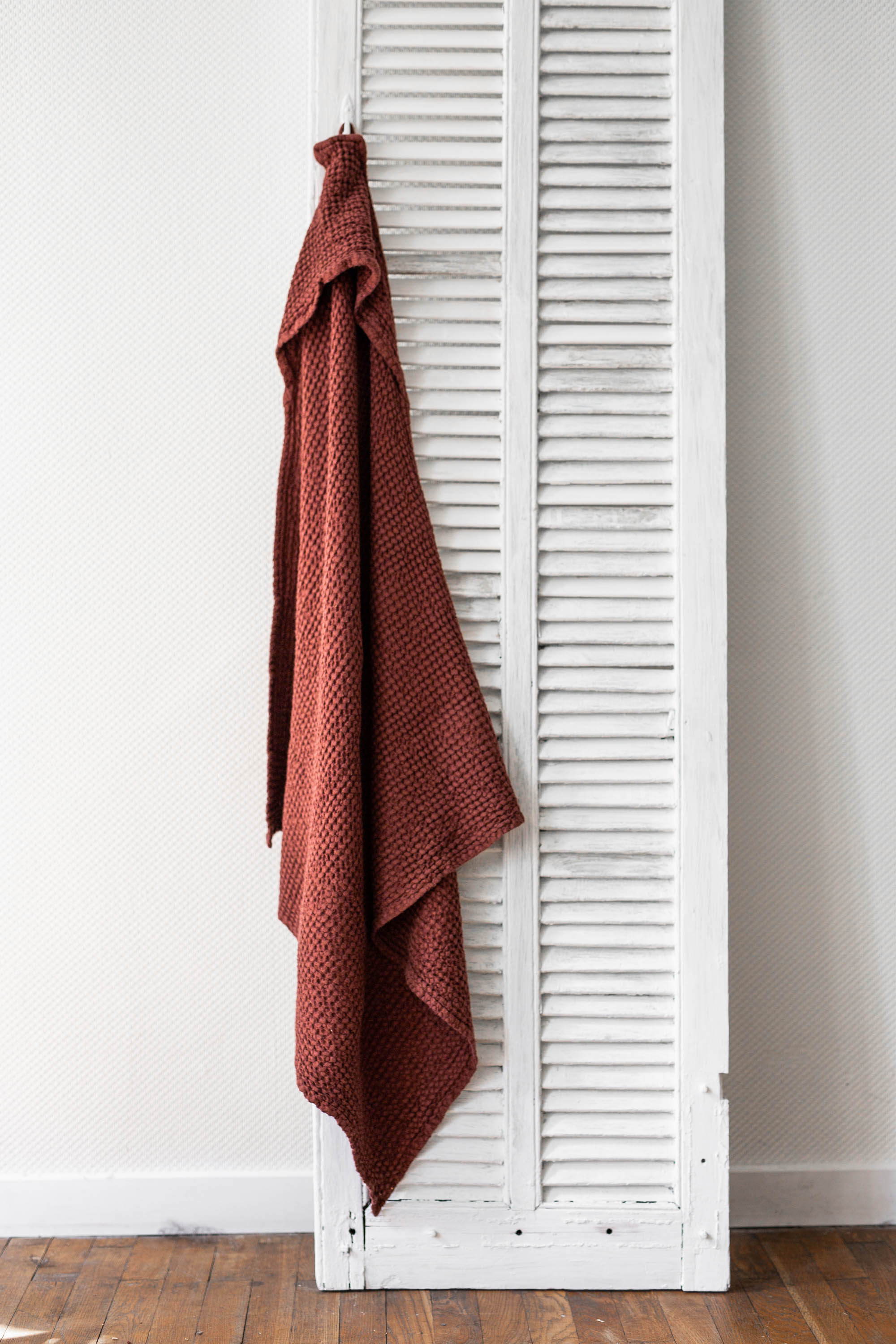 Terracotta Hooded Baby Linen Towel By AmourLinen
