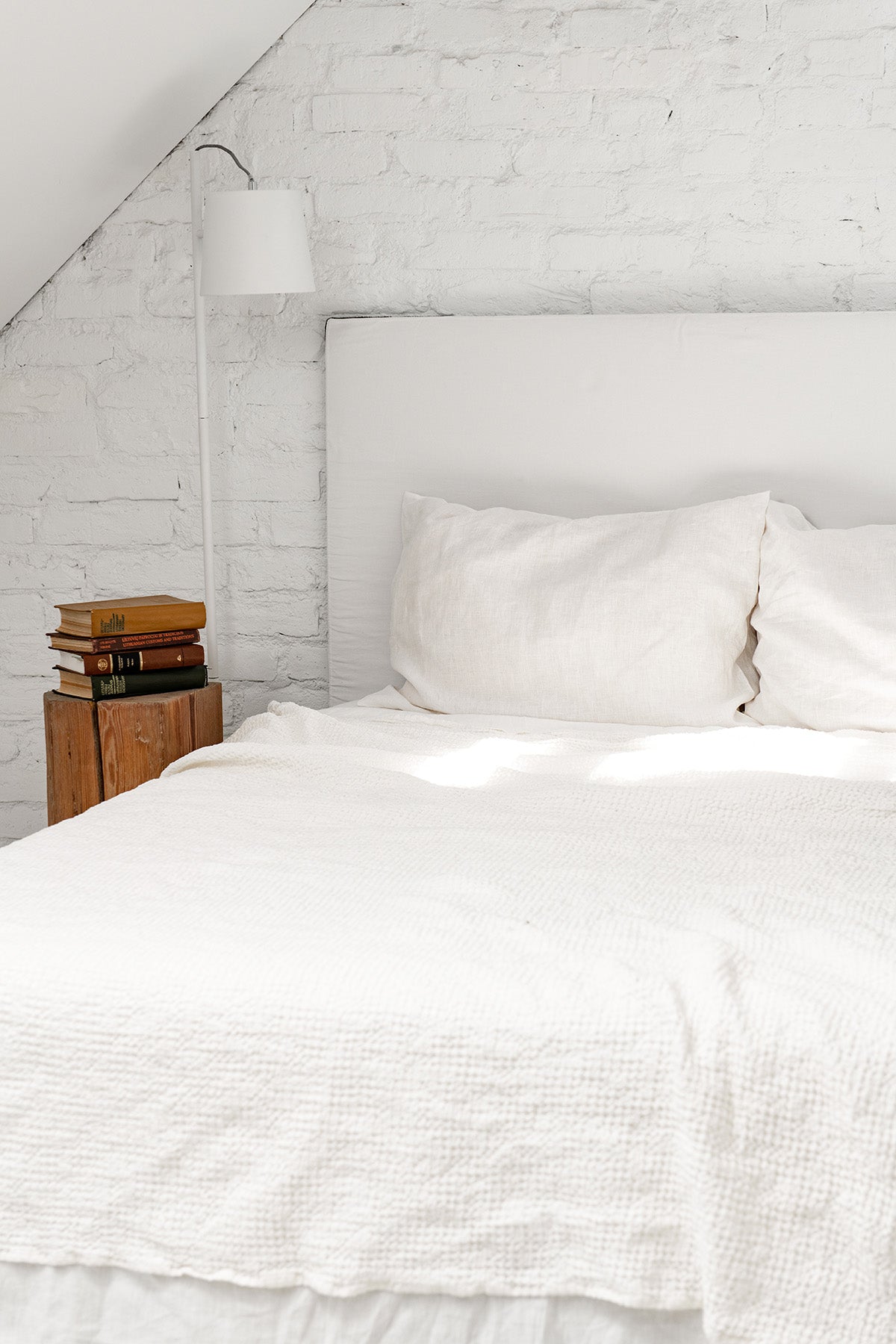 Linen Waffle Blanket on Bed
