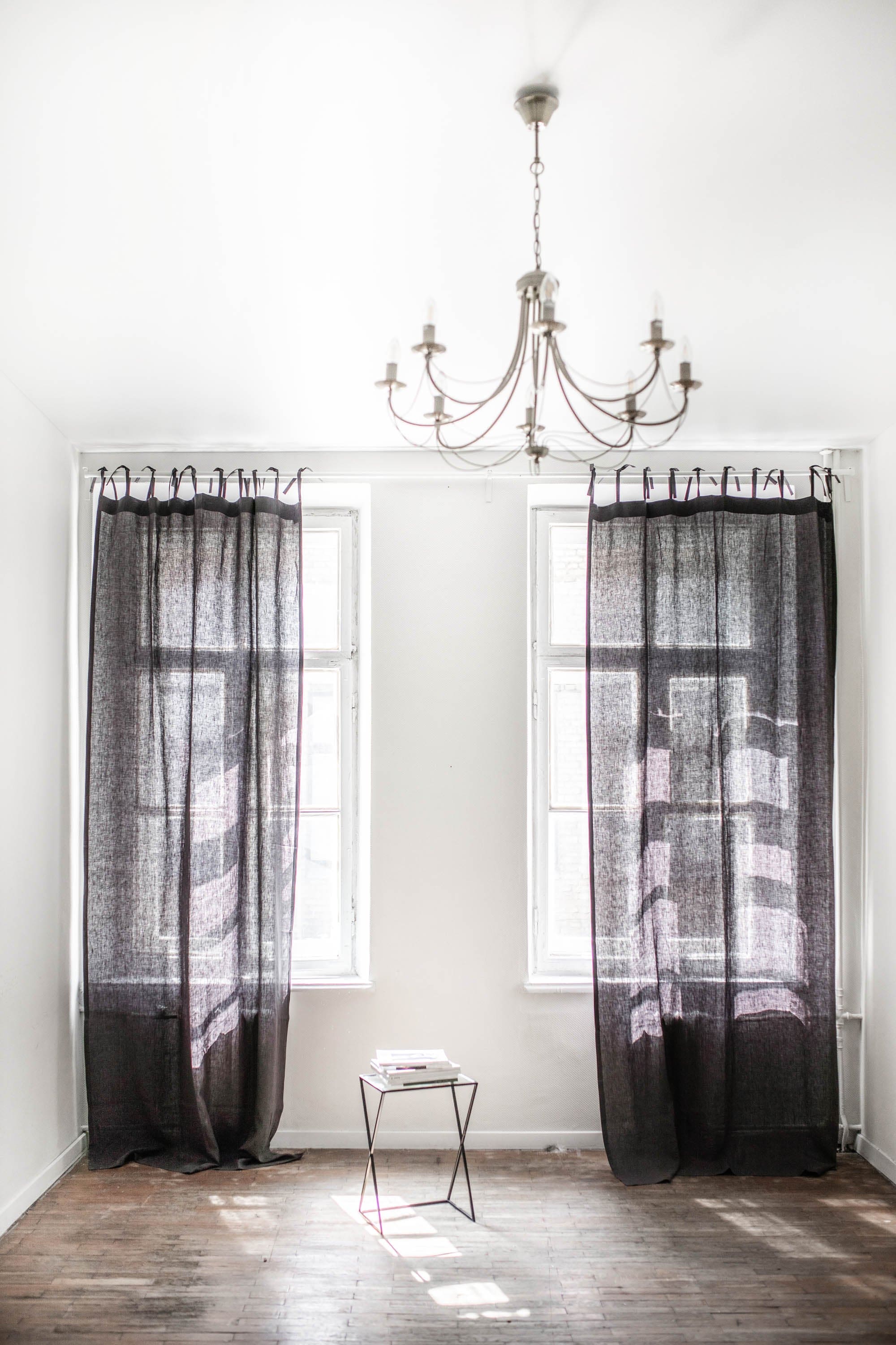 AmourLinen Linen curtains Tie top linen curtain Tie Top Linen Curtains | AmourLinen