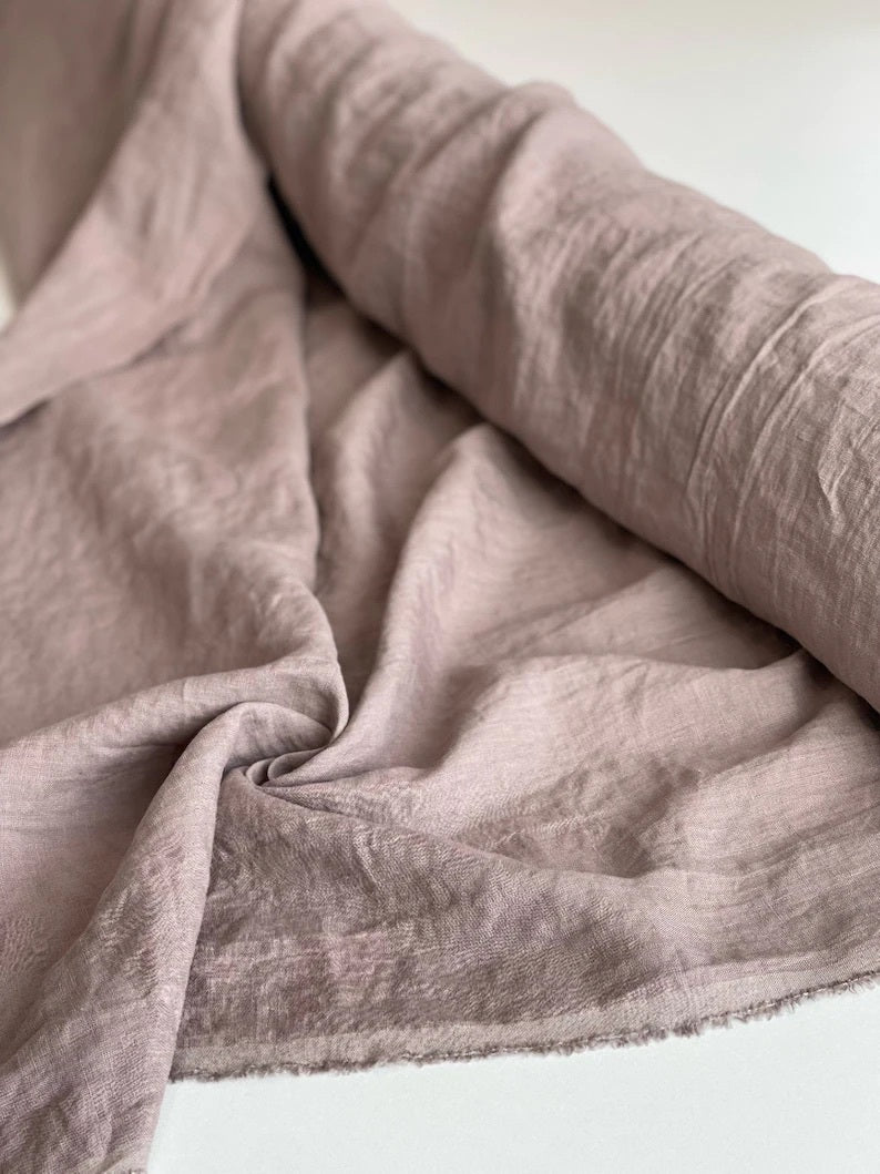 Close Up Of Rosy Brown Linen Fabric By AmourlInen