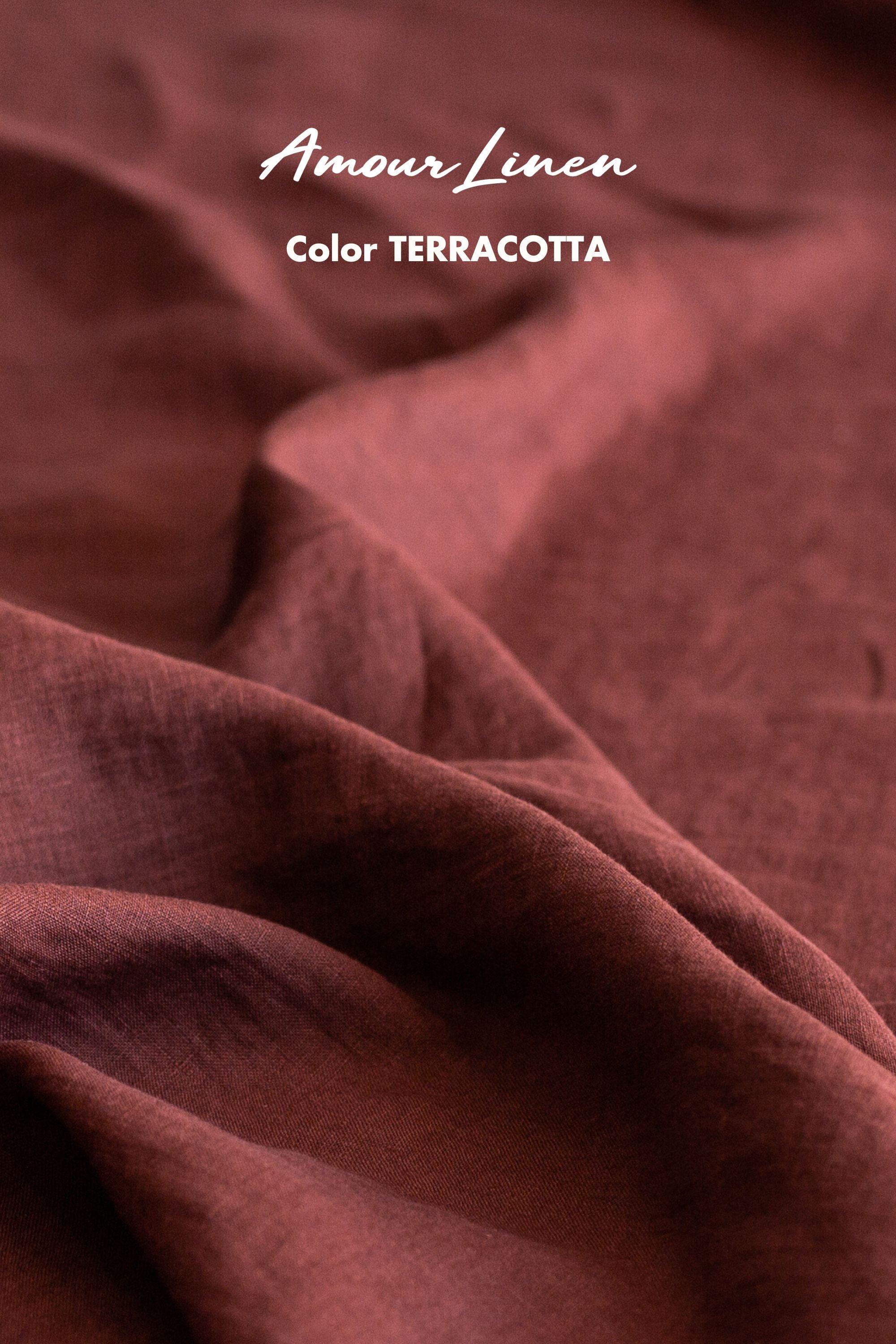 Linen crop top with buttons LISA L Terracotta