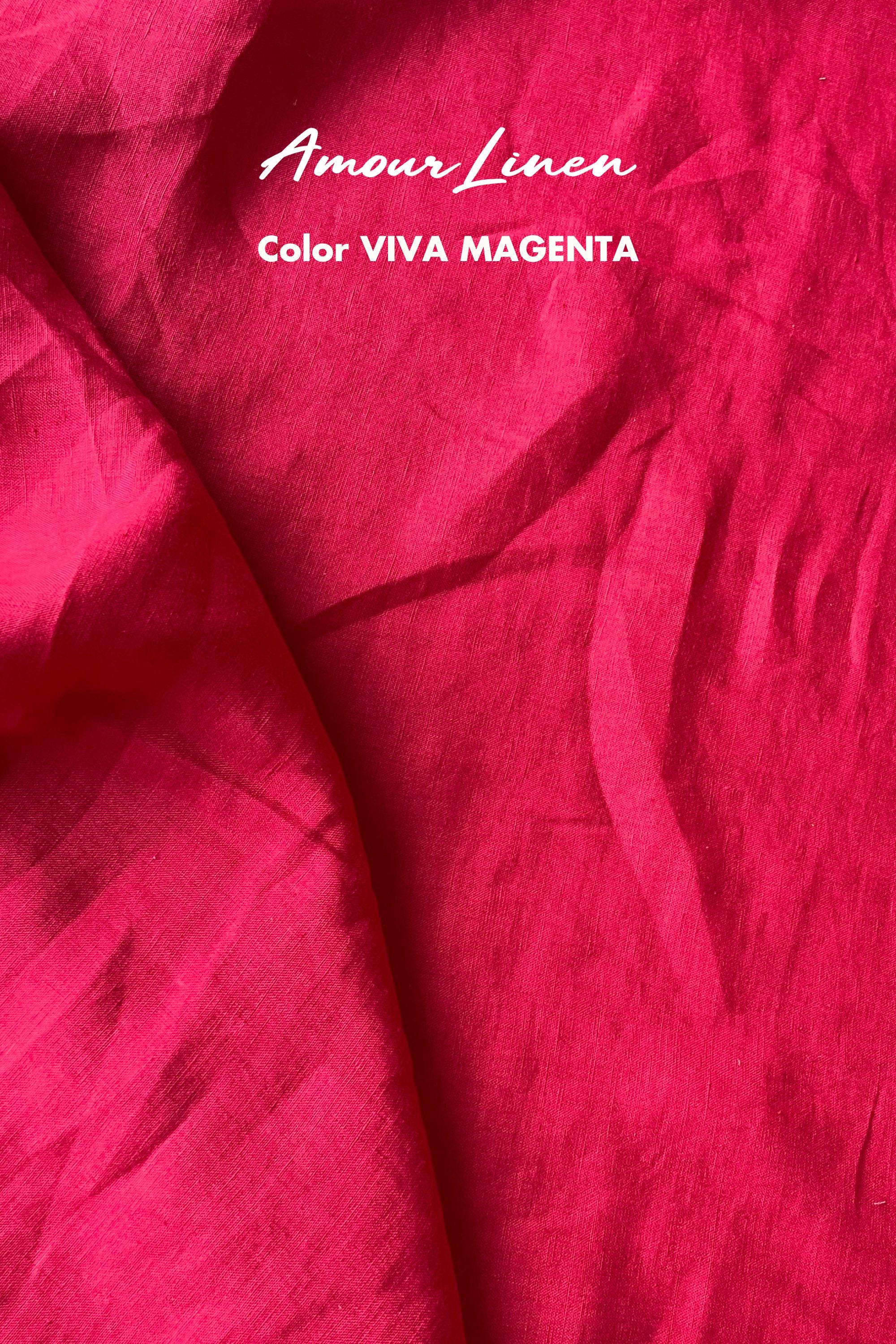 Linen crop top with buttons LISA L Viva Magenta