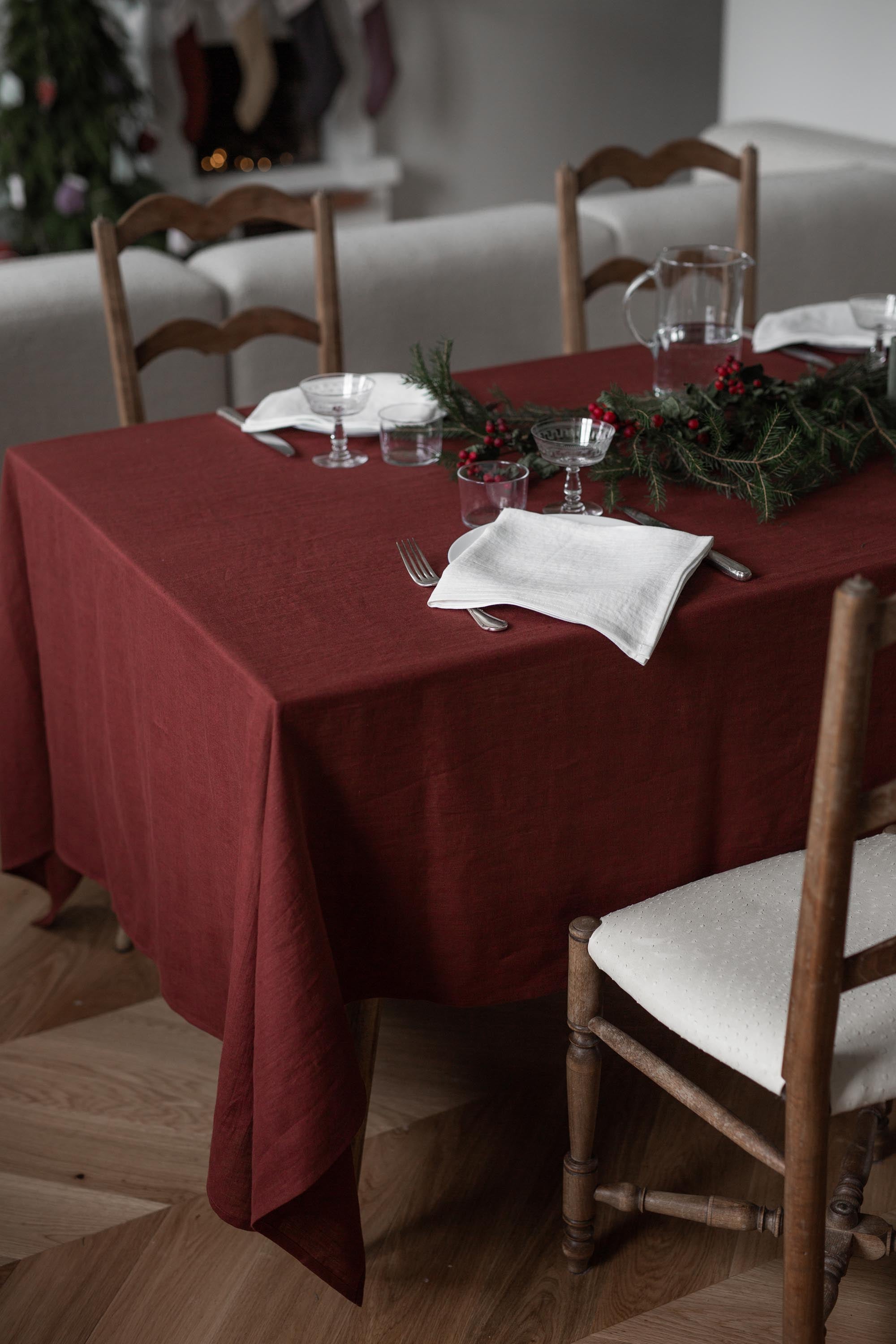 Linen tablecloth - 59x98" / 150x250 cm/ Terracotta