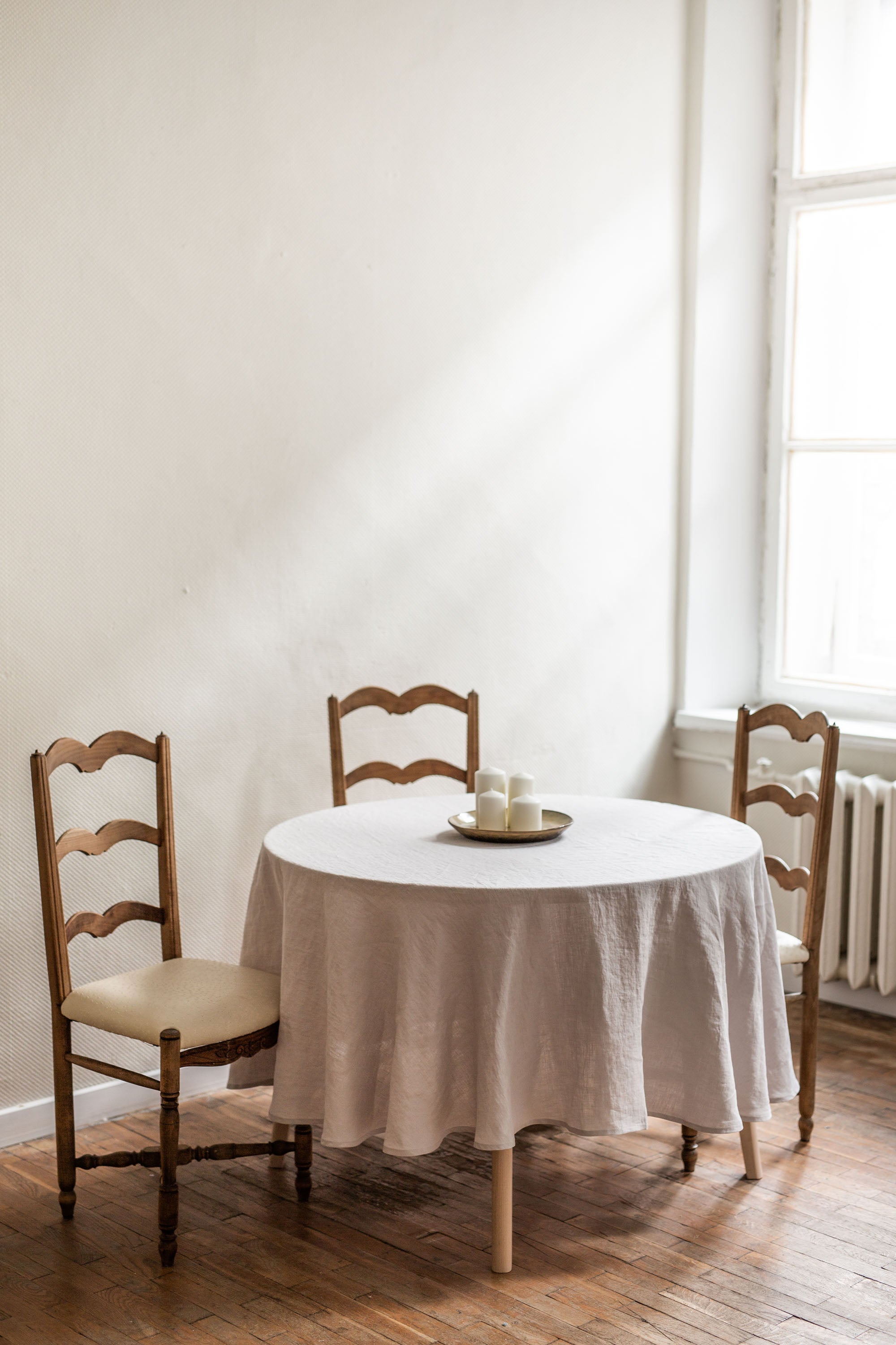 Linen tablecloth - Round 92"/235 cm/ Cream