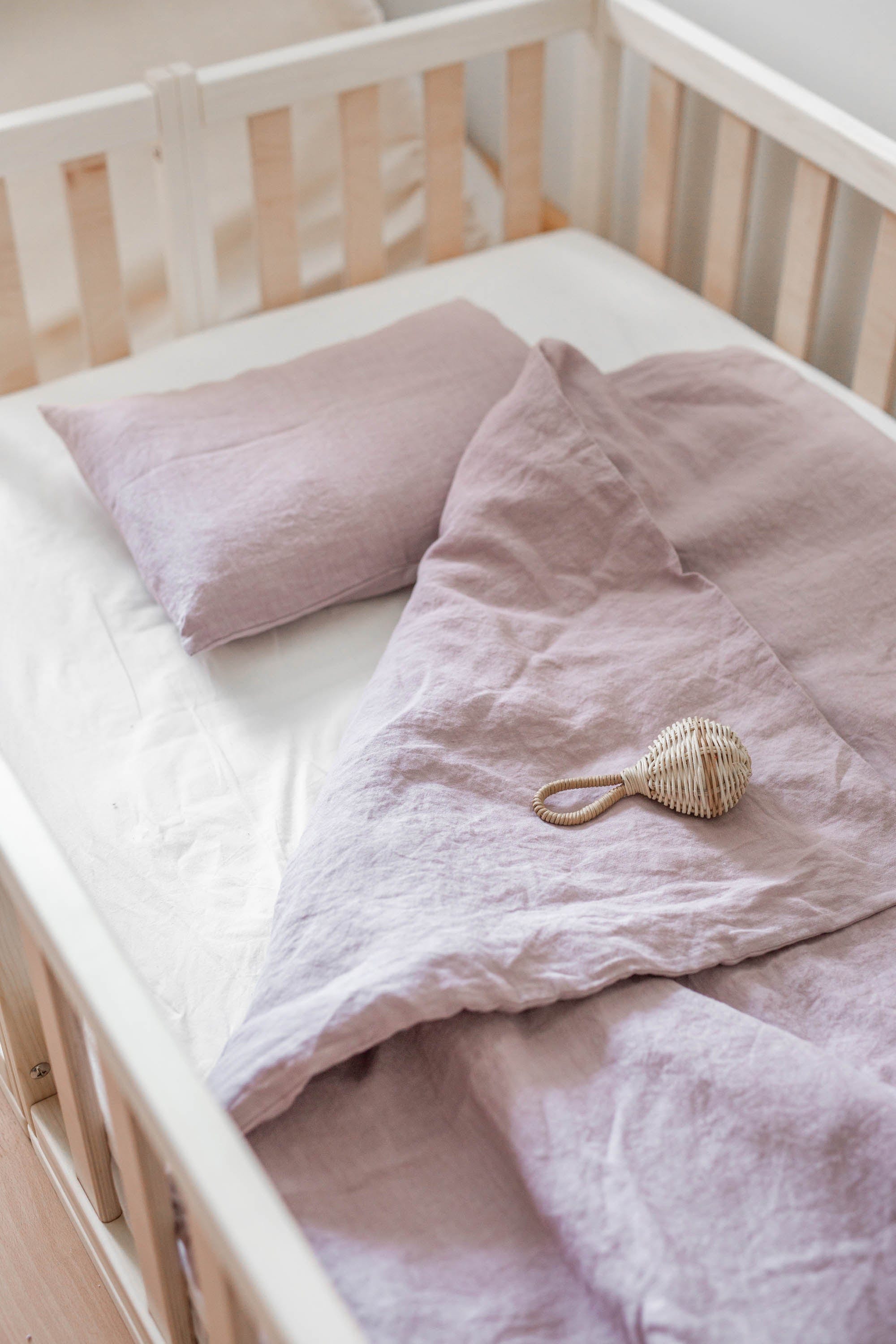 AmourLinen Linen bedding set Baby / Dusty Rose Linen baby bedding in Dusty Rose Linen baby bedding in Dusty Rose