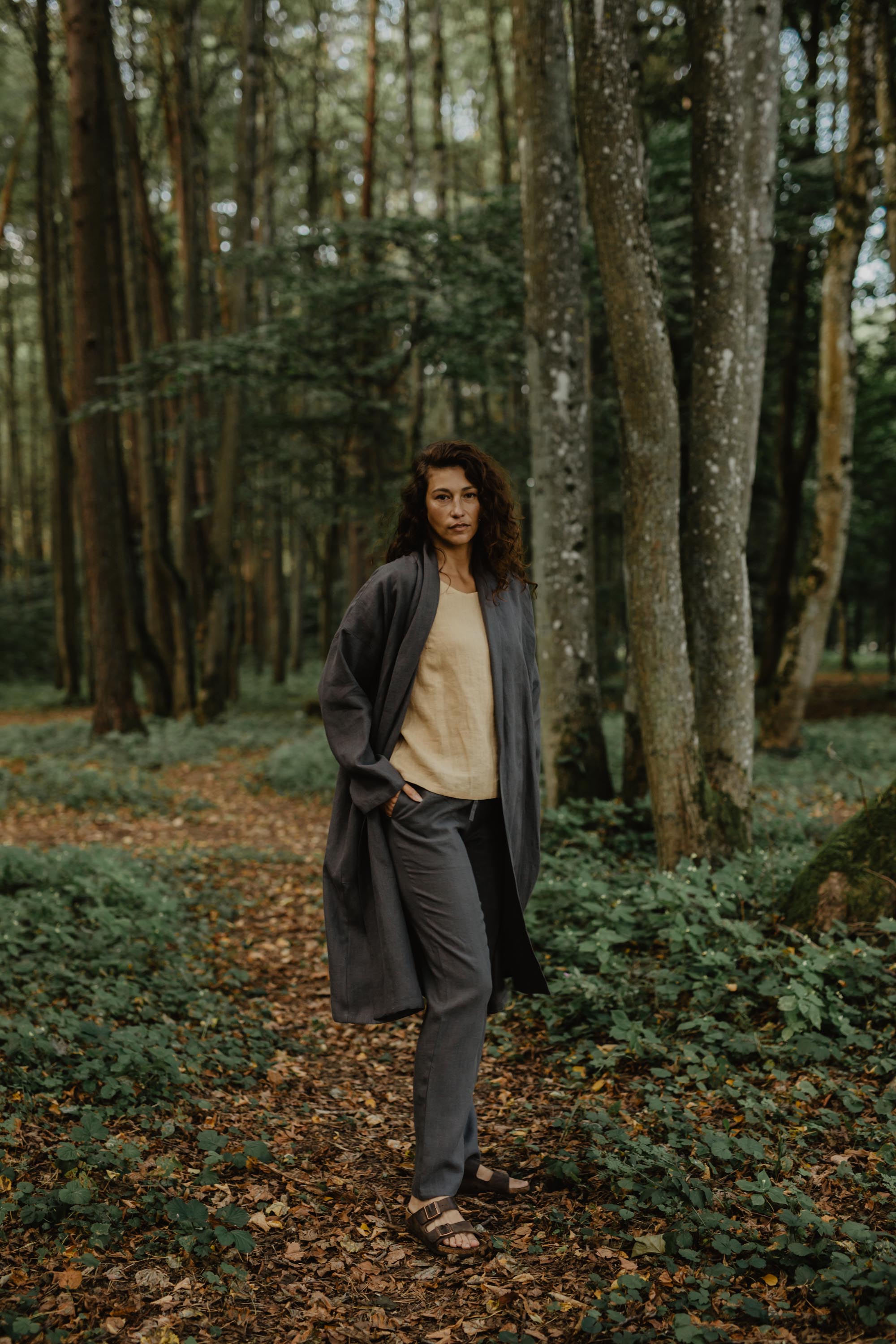 Linen Mid-Length Coat | AmourLinen | Linen Clothing