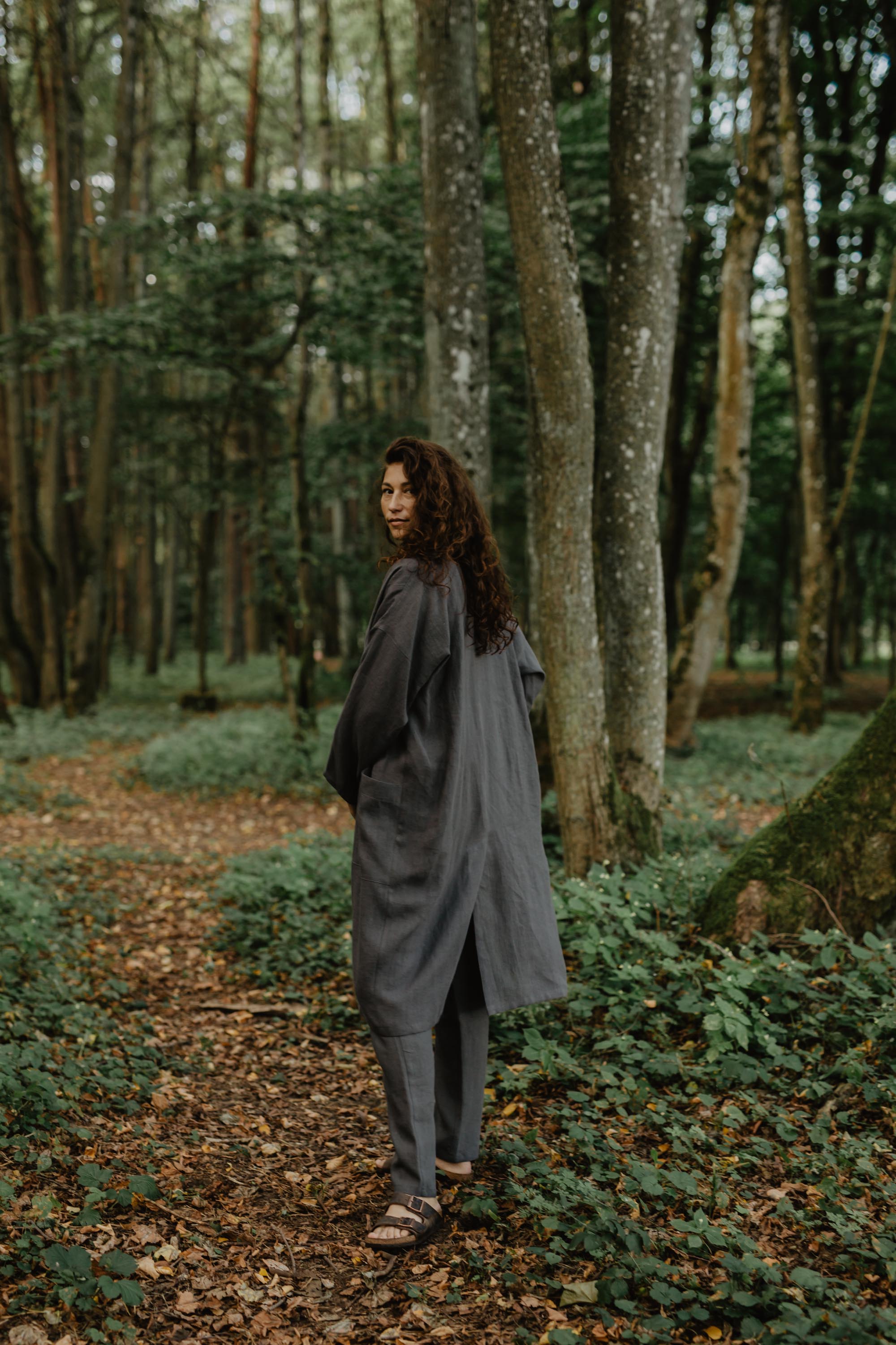 Linen Mid-Length Coat | AmourLinen | Linen Clothing