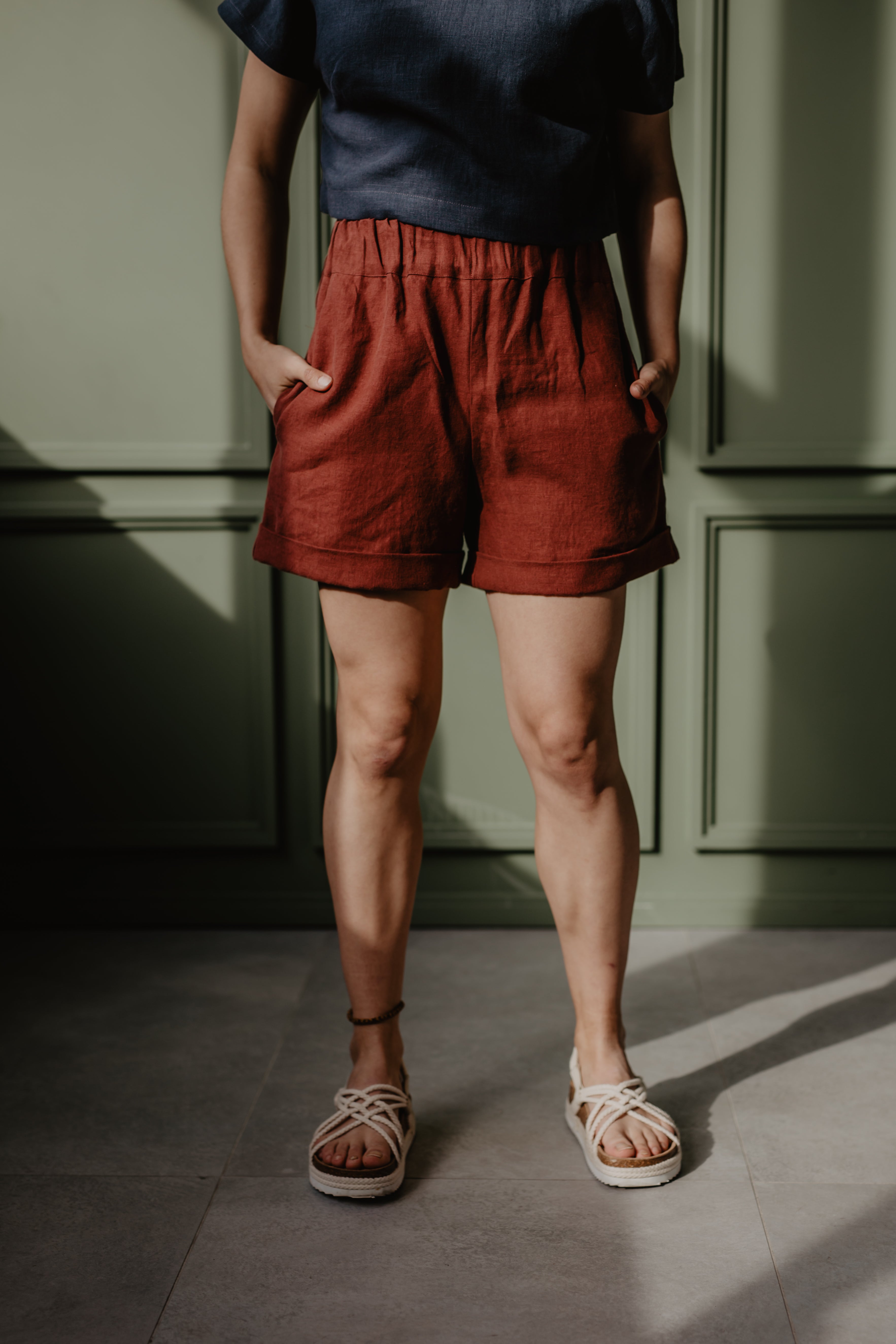 Linen shorts MIA Terracotta L