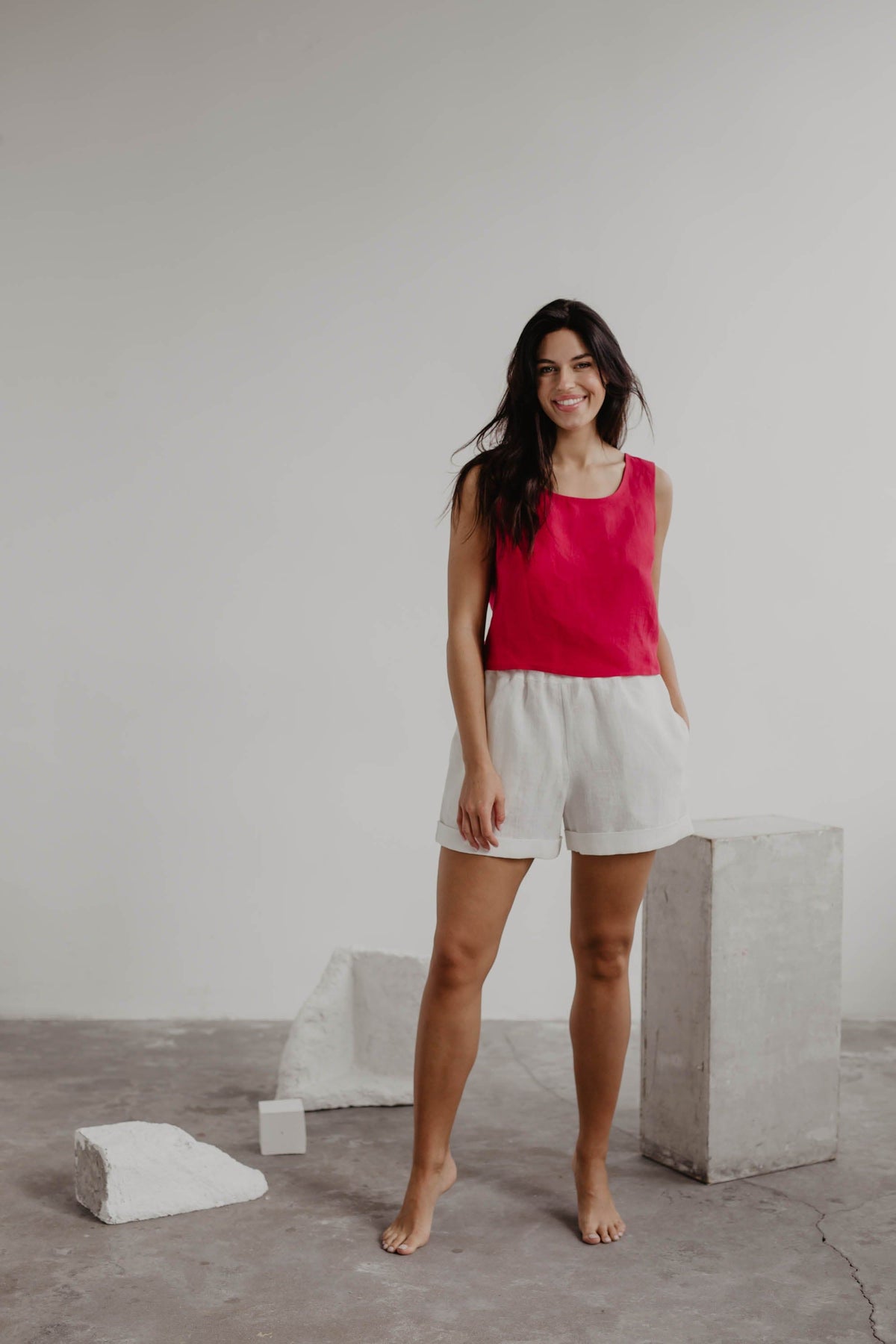 AmourLinen Linen bottom Linen shorts MIA in White Linen shorts MIA in White