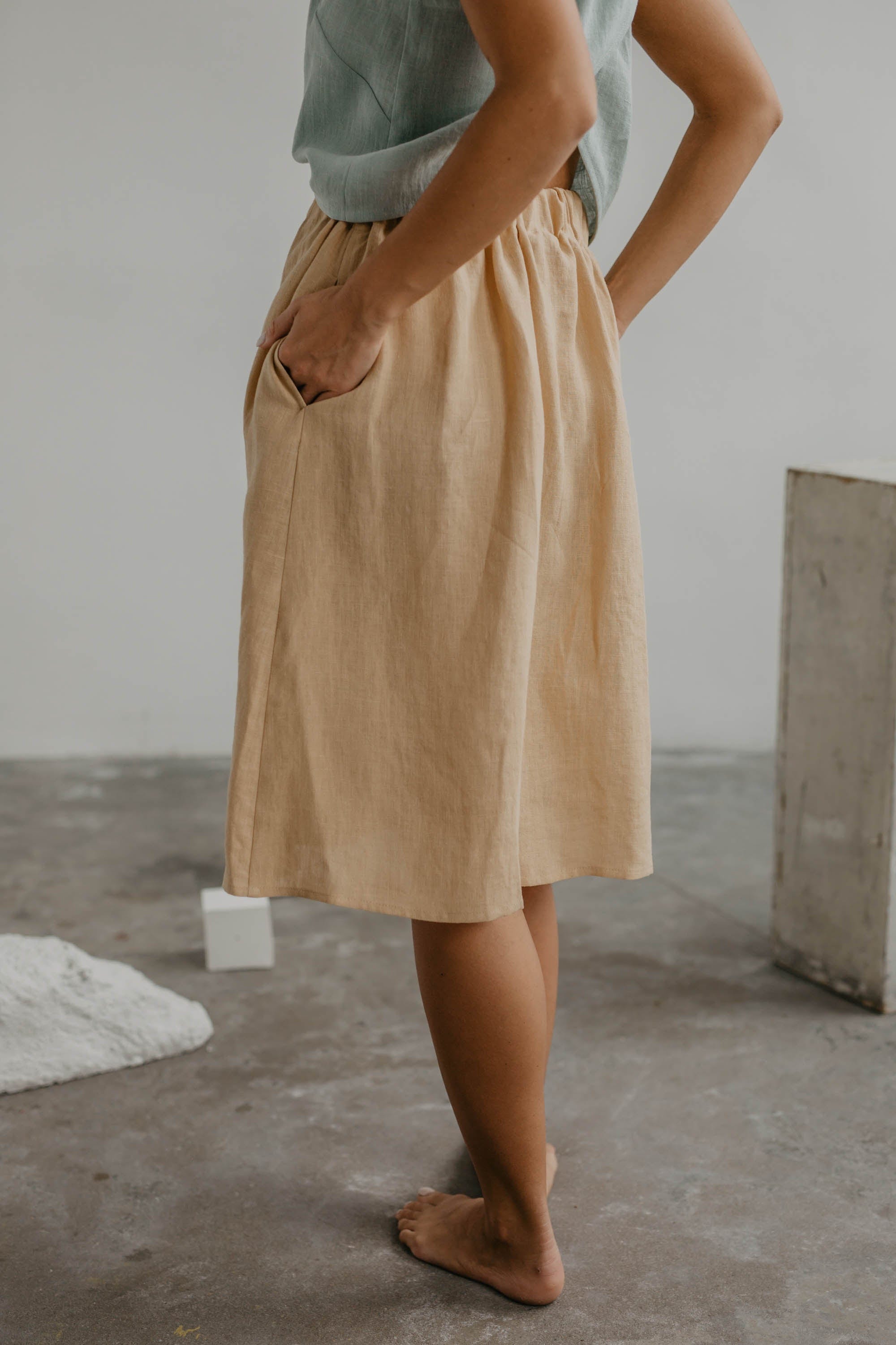 AmourLinen Linen skirt S / Mustard Linen skirt with buttons DAISY S Mustard Linen skirt with buttons DAISY S Mustard