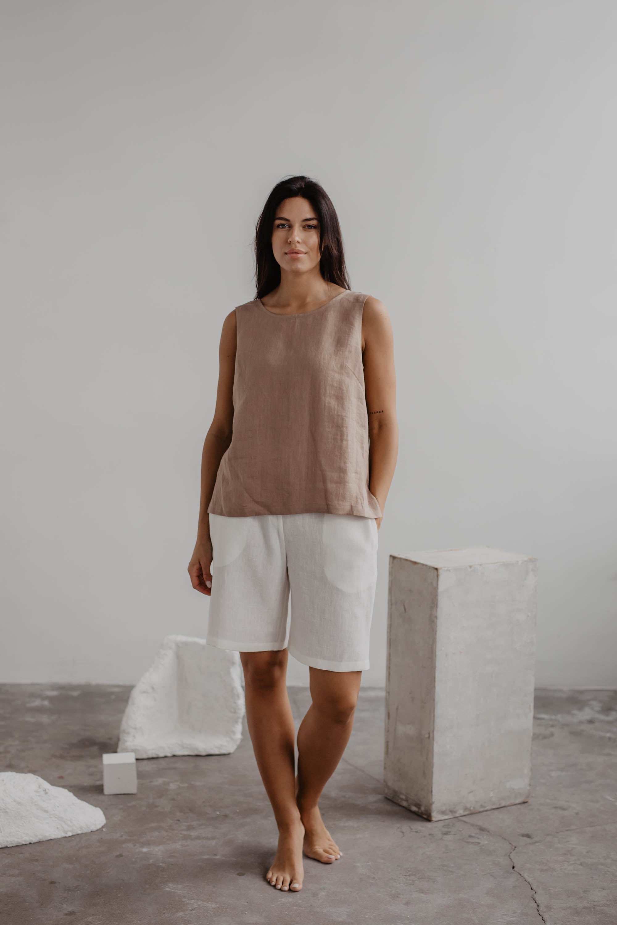 Classical linen top COLETTE M Rosy Brown