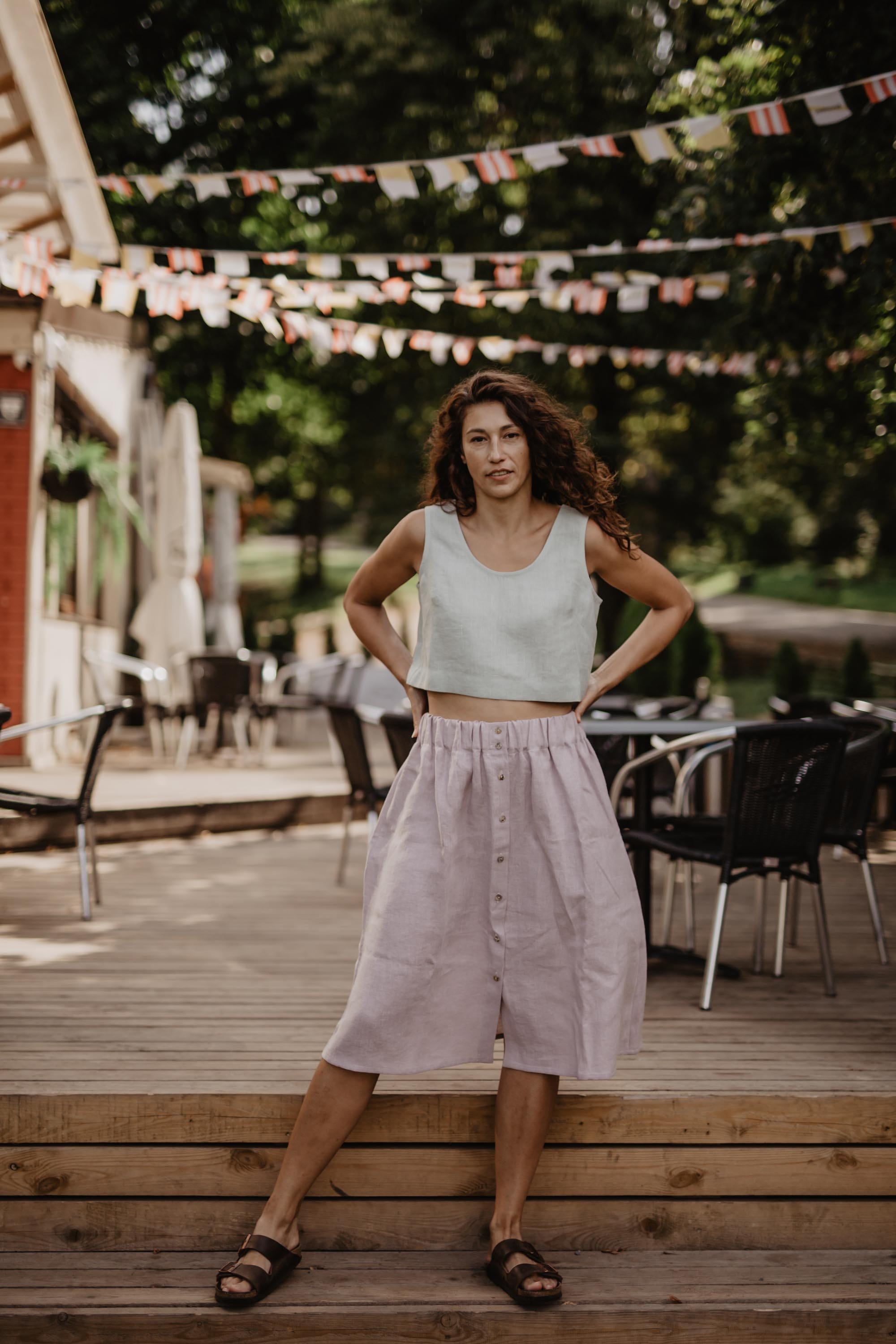 White linen top clearance skirt