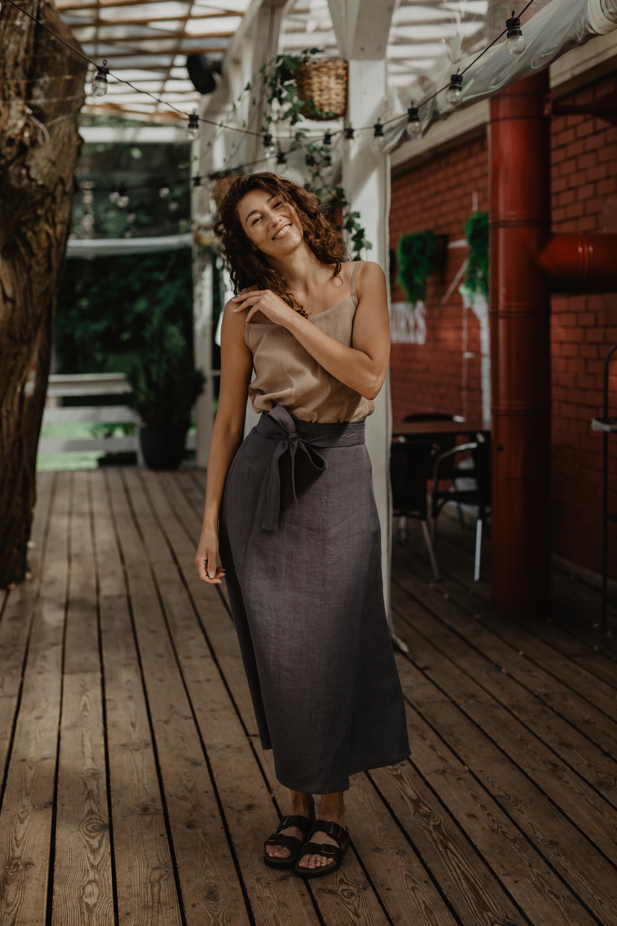 Linen wrap outlet skirt