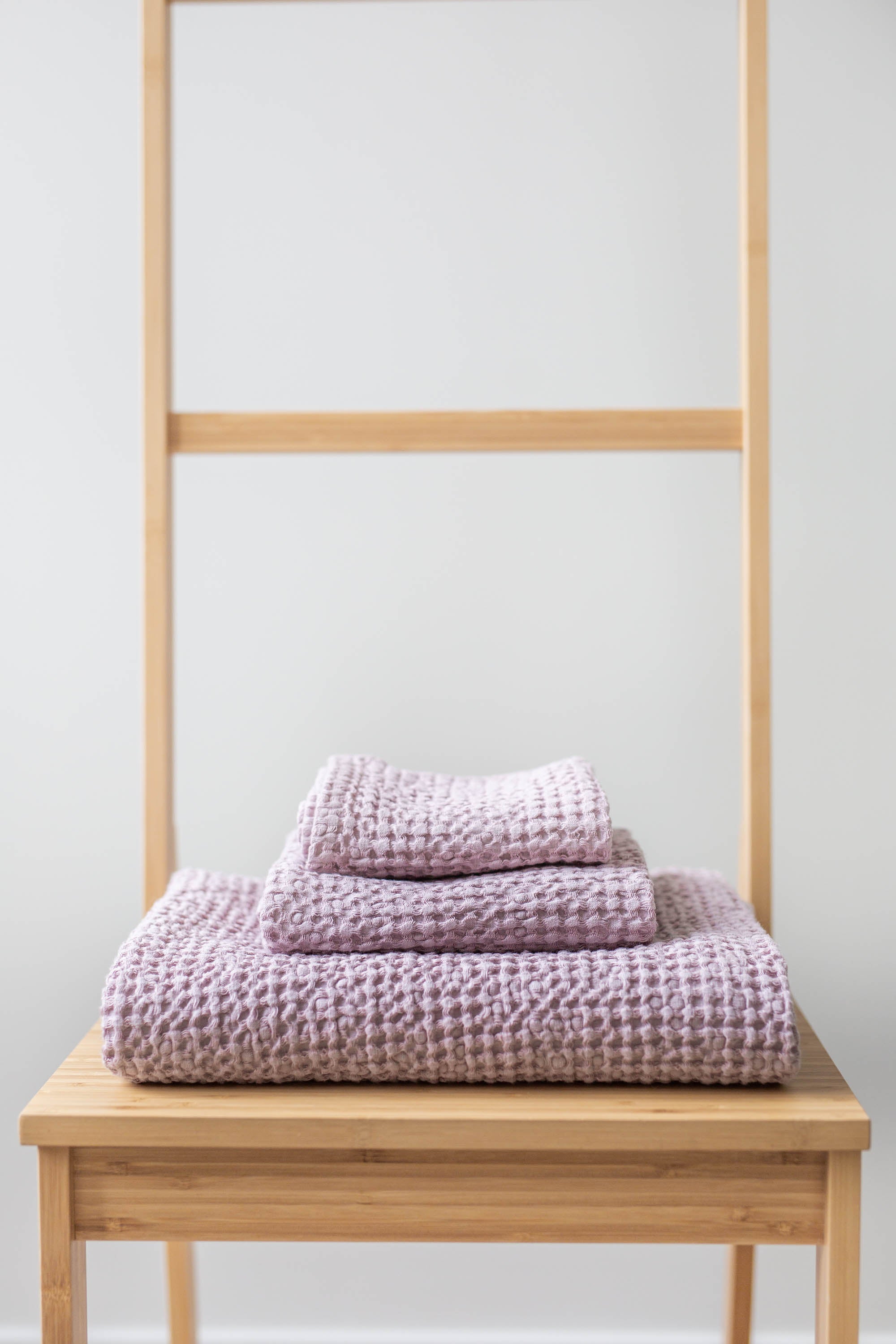 Linen waffle towel set in Dusty Rose (3 pcs)