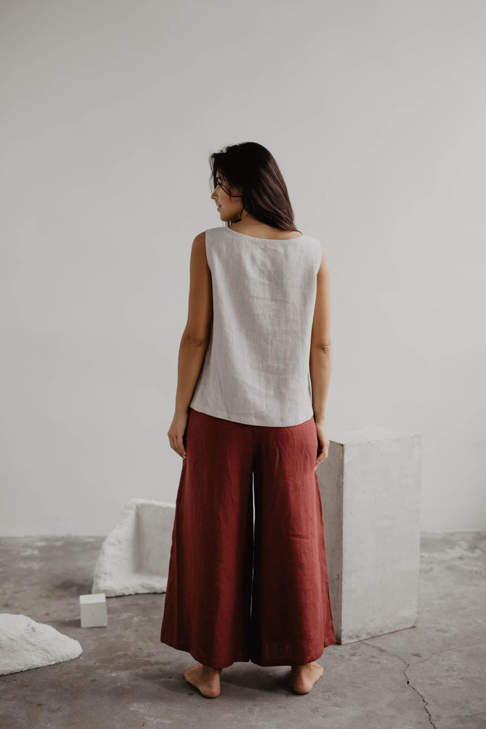 ISABELLA wide linen pants | AmourLinen | Linen Clothing