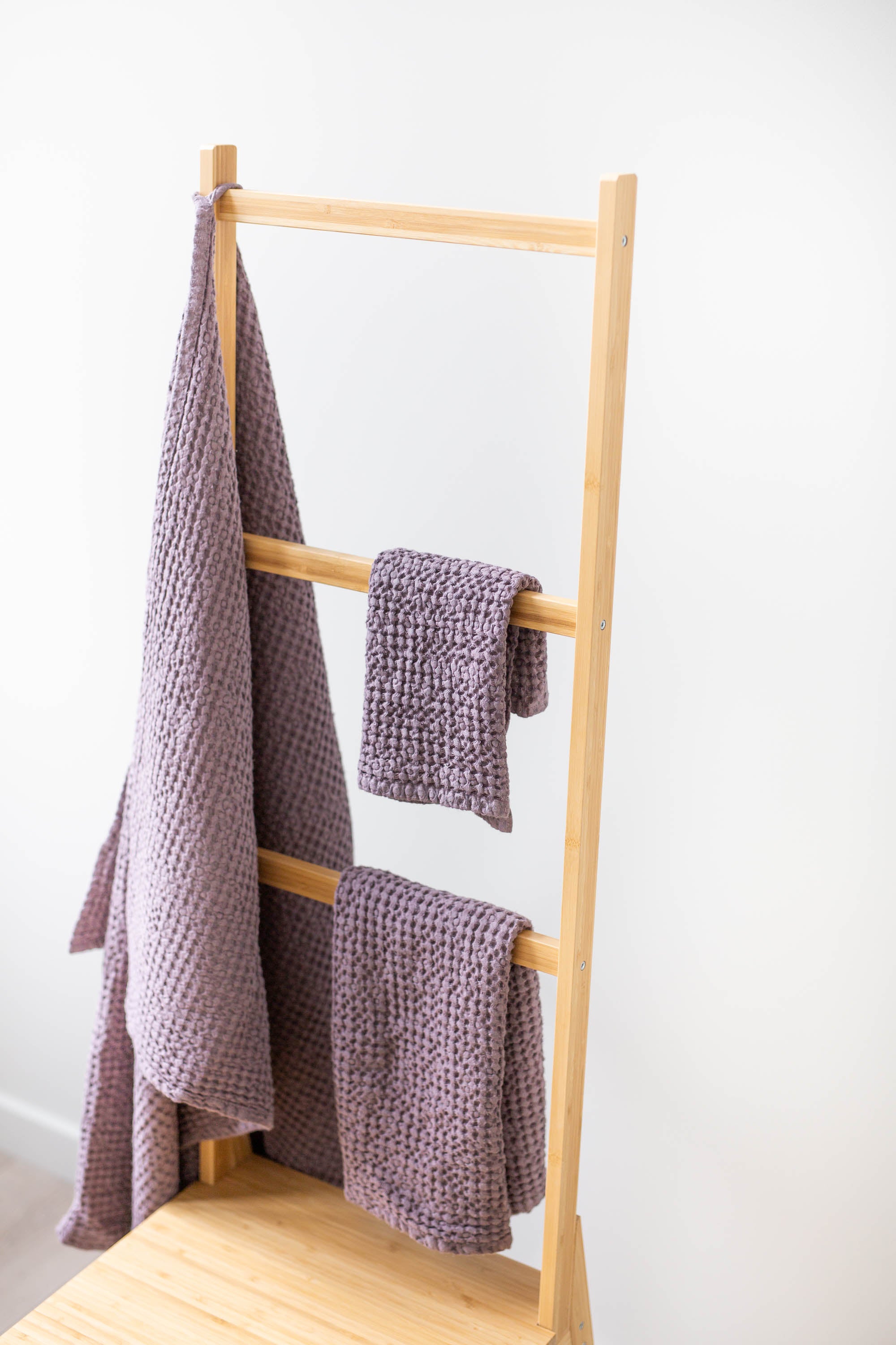 Linen waffle towel set in Dusty Lavender (3 pcs)