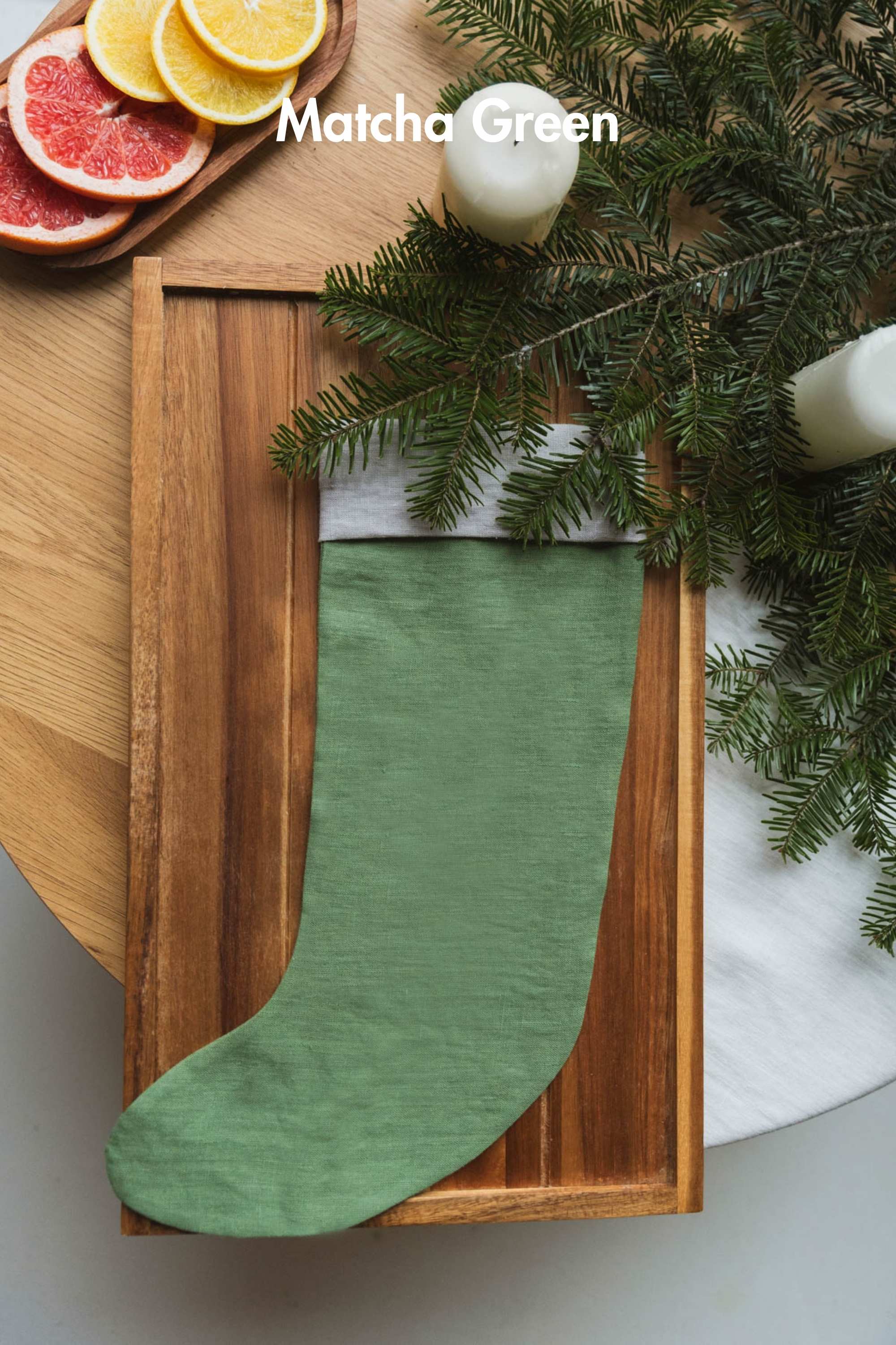 Linen Christmas stocking