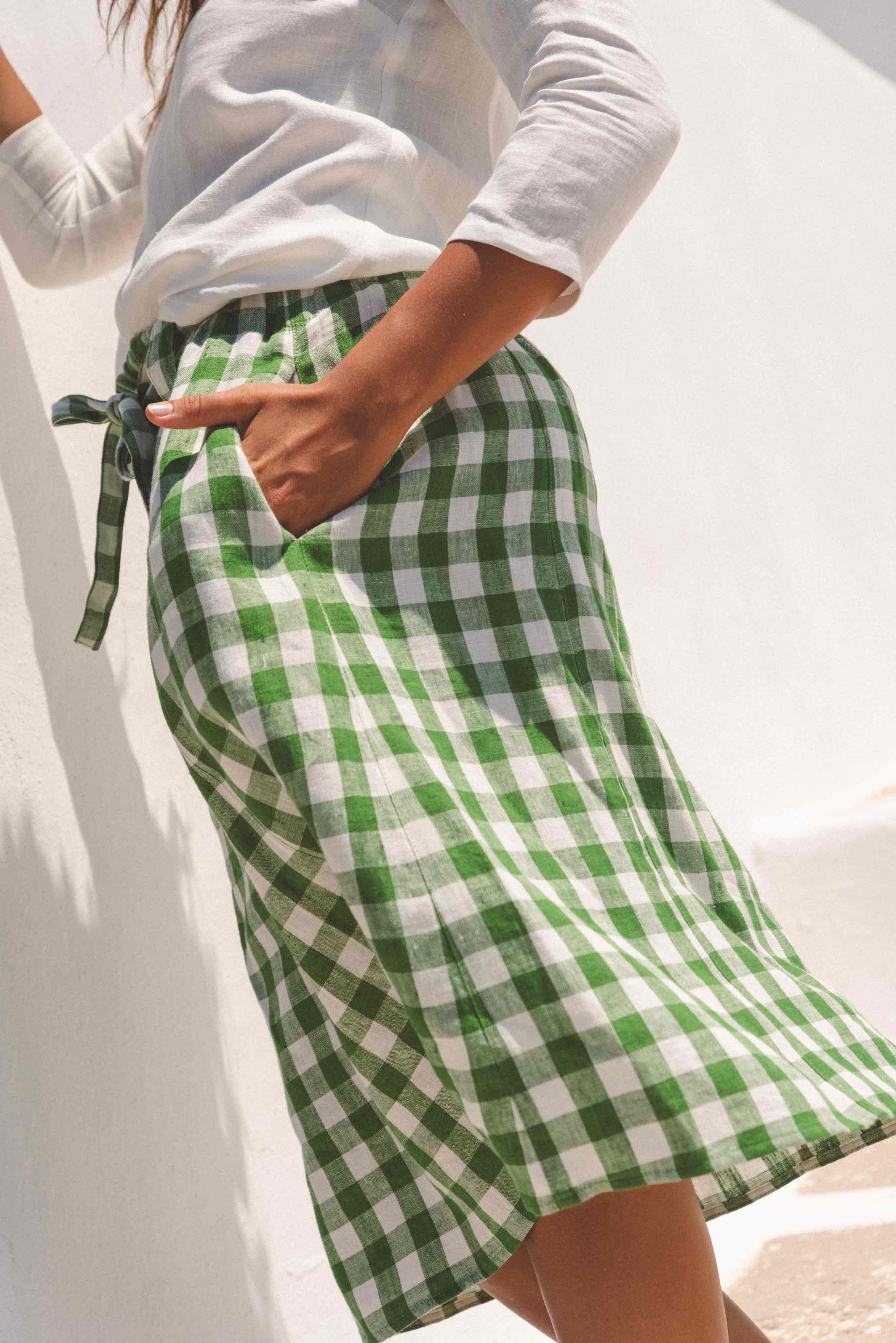 Bergen mid-length linen skirt