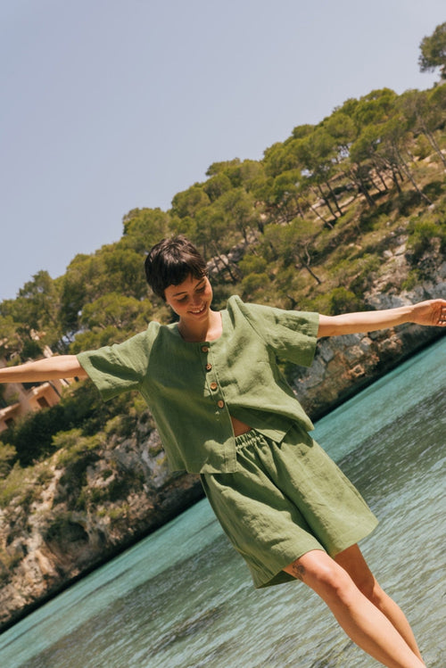 BETTY SHORT LINEN JUMPSUIT