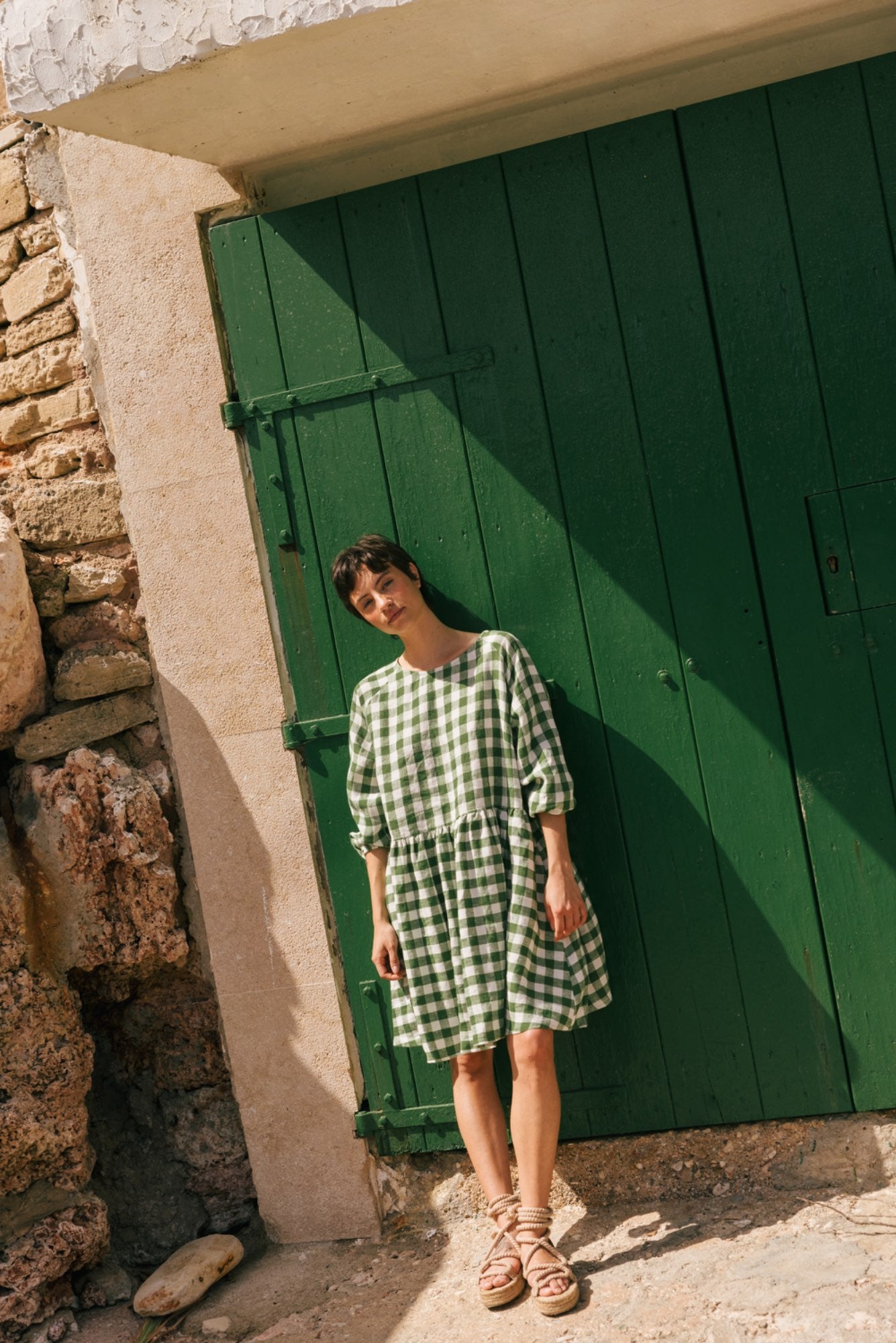 Sofia midi-length linen dress L Terracotta