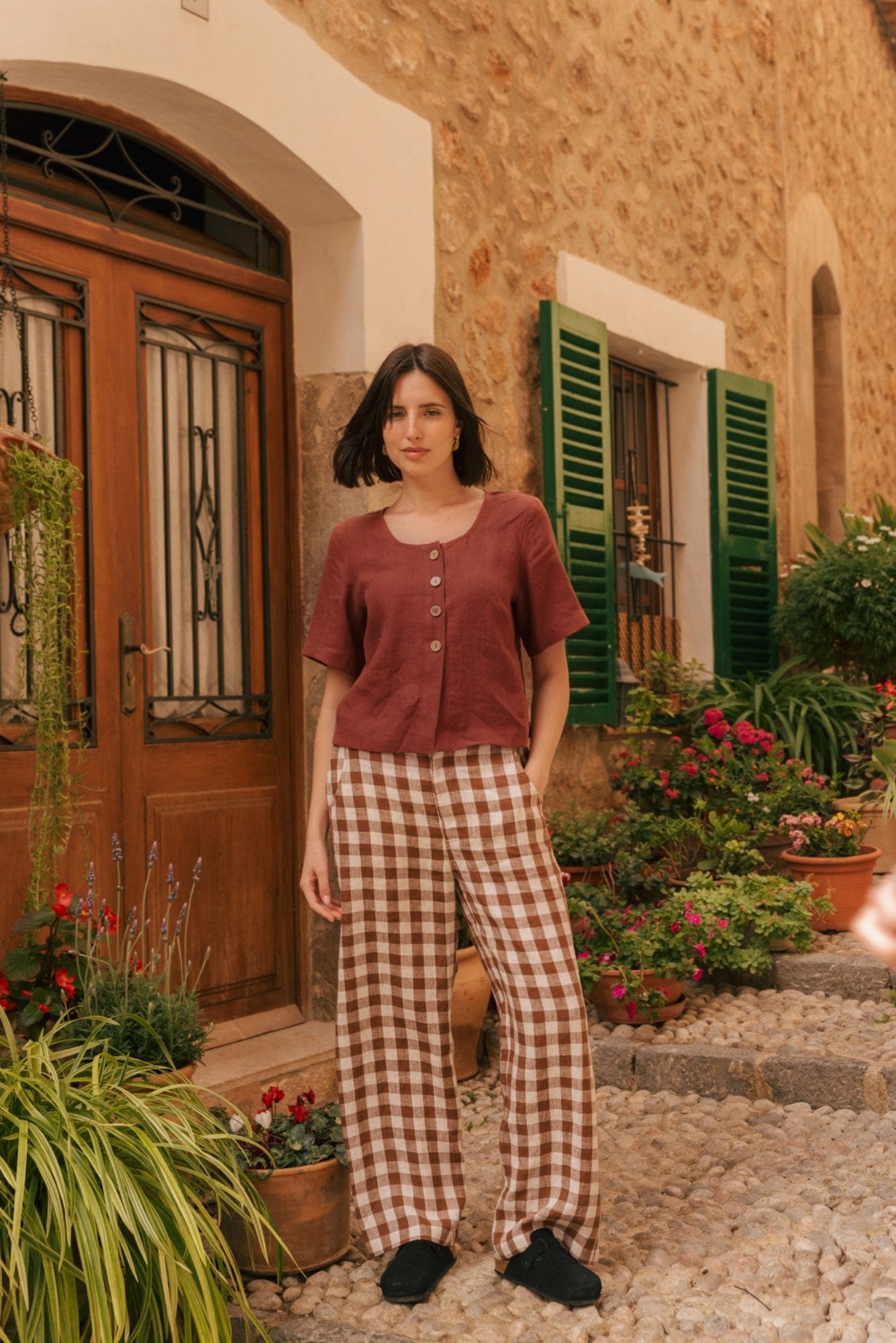 AmourLinen Linen pants M / Terracotta Barbora straight linen pants M Cream Barbora straight linen pants M Cream