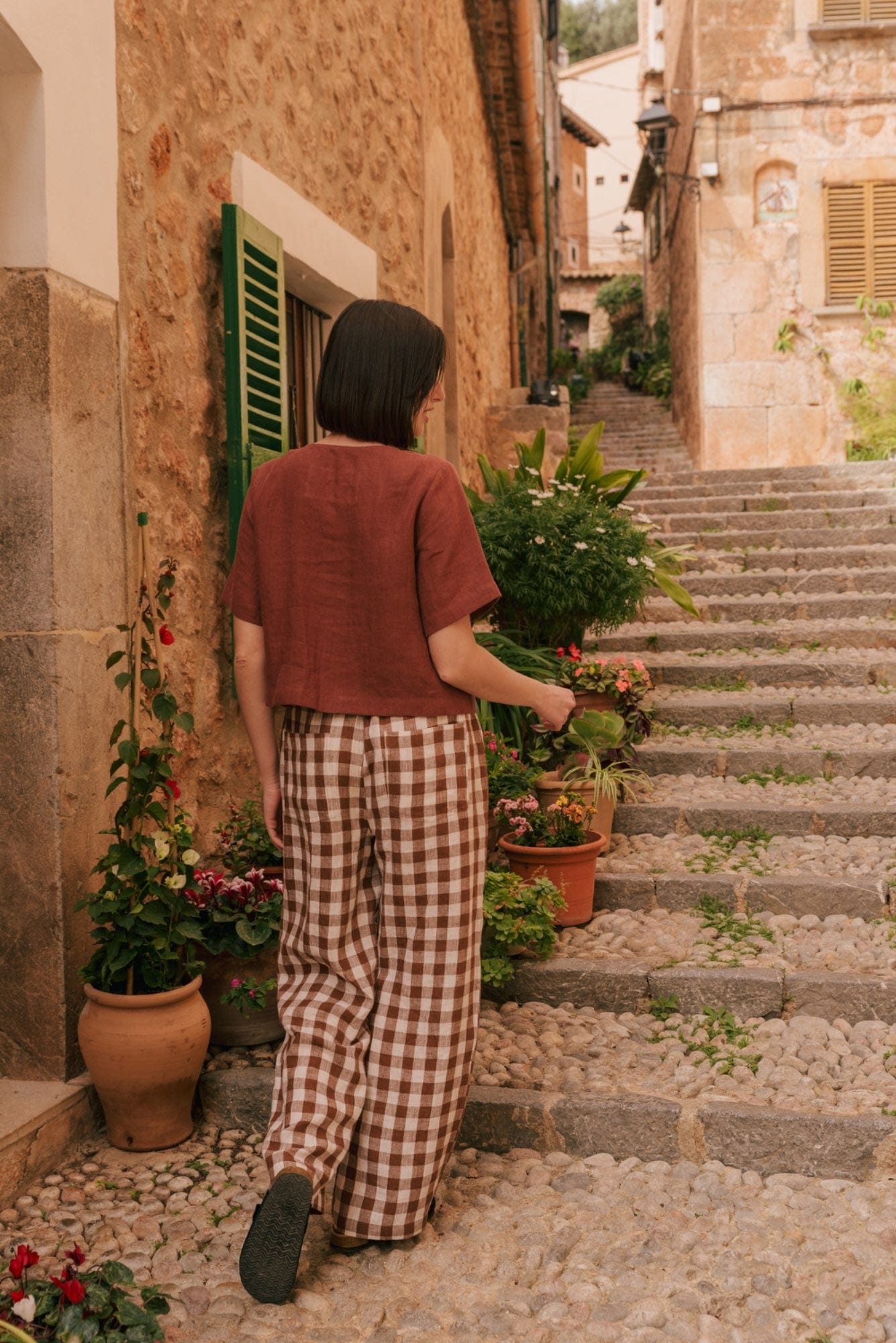 AmourLinen Linen pants M / Terracotta Barbora straight linen pants M Cream Barbora straight linen pants M Cream