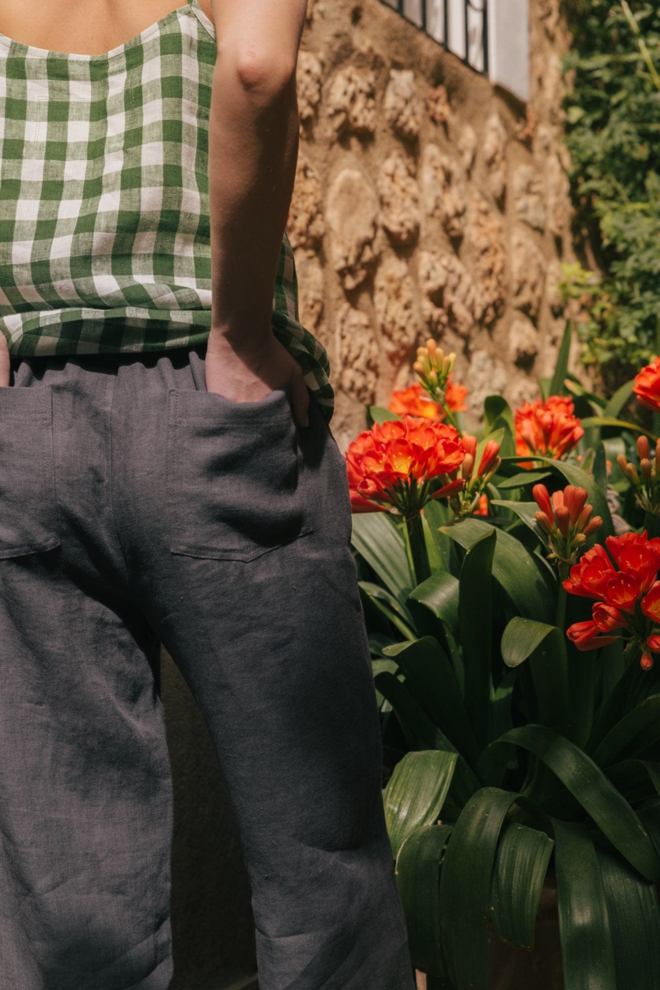 AmourLinen Linen pants L / Charcoal Barbora straight linen pants L Charcoal Barbora straight linen pants L Charcoal